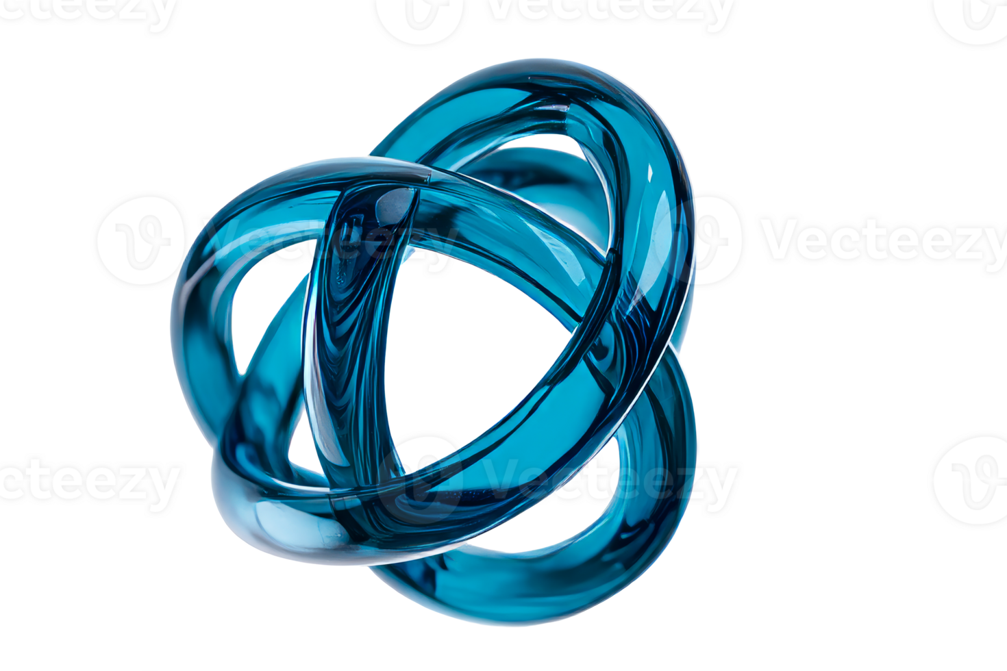 Elegant blue glass sculpture forming an intricate knot design png