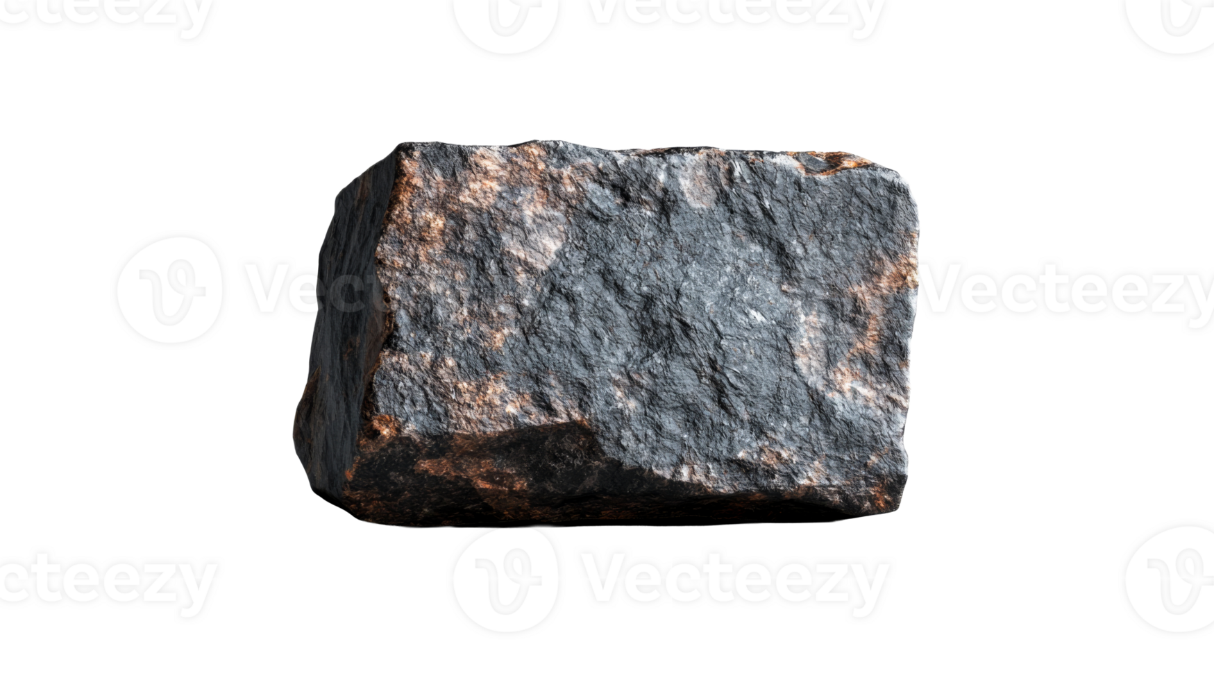 Rough cut mineral block on black backdrop, cut out transparent png
