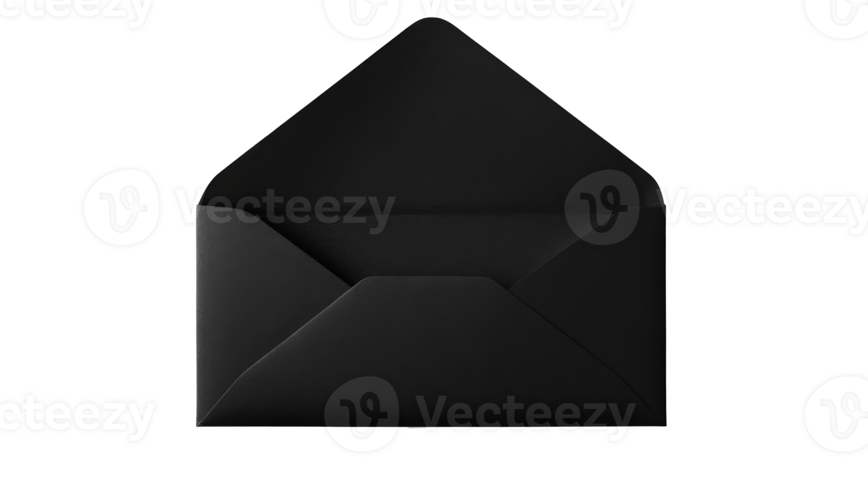 Black envelope open, mail ready, sending invites, cut out transparent png