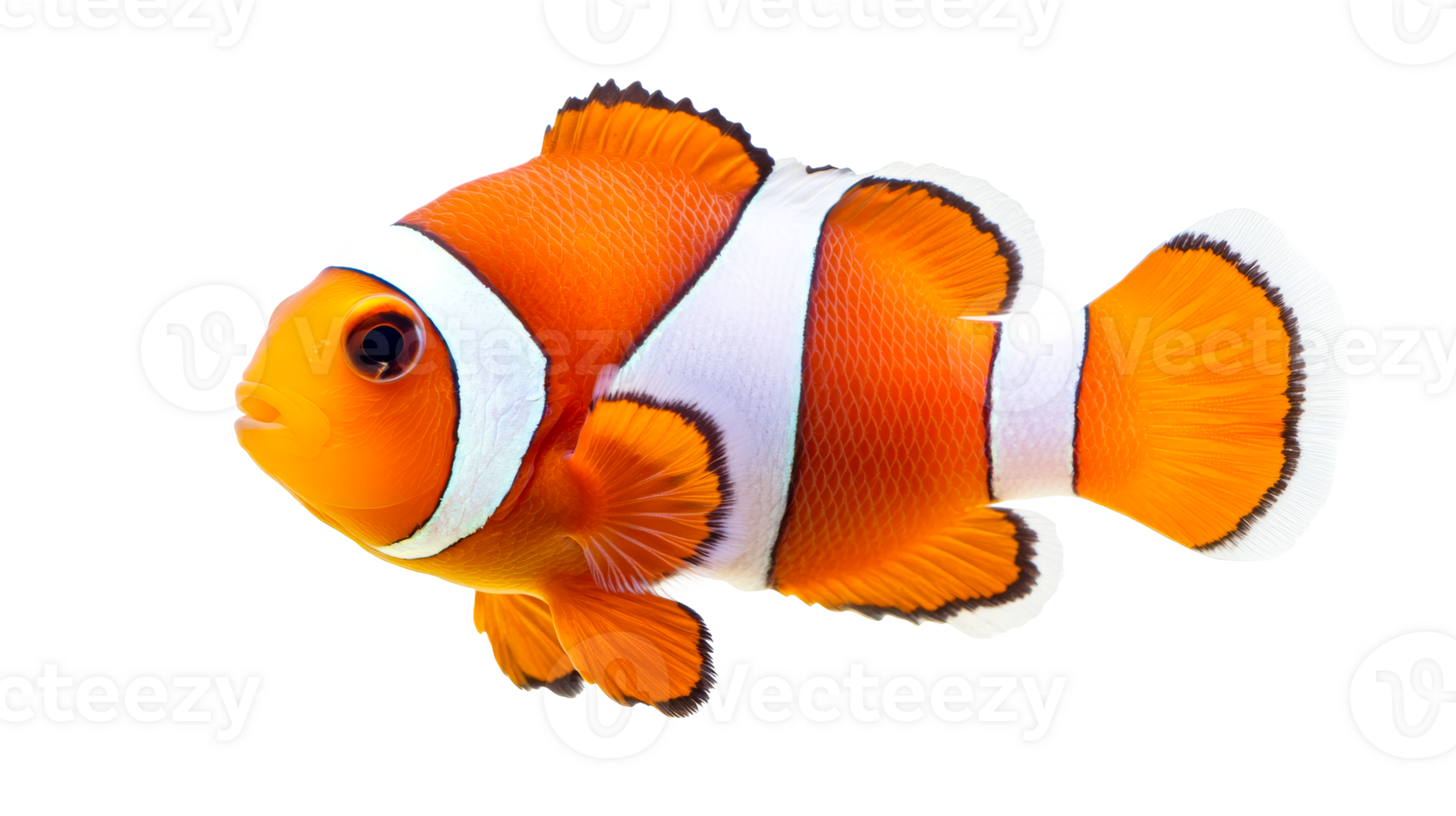Orange Clownfish Close-Up Isolated, Colorful Reef Fish, Cut Out Transparent png