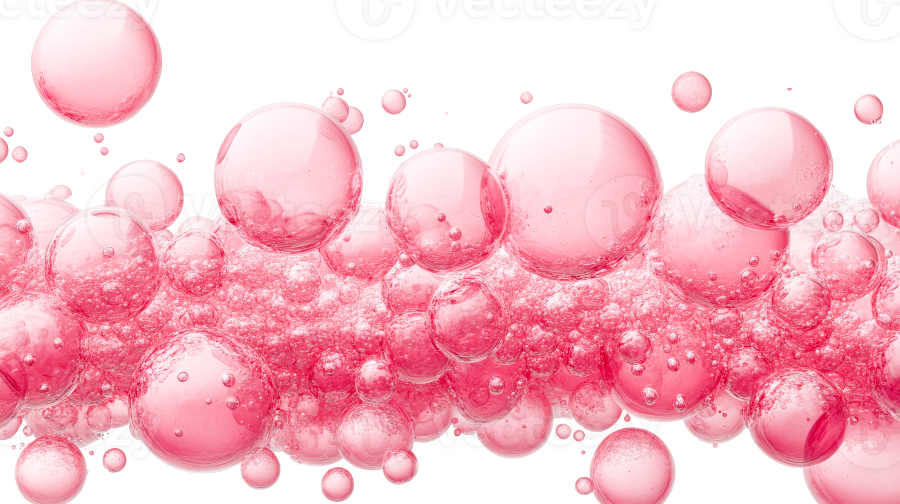 Pink bubbles background, sparkling water texture, close-up view, cut out transparent png