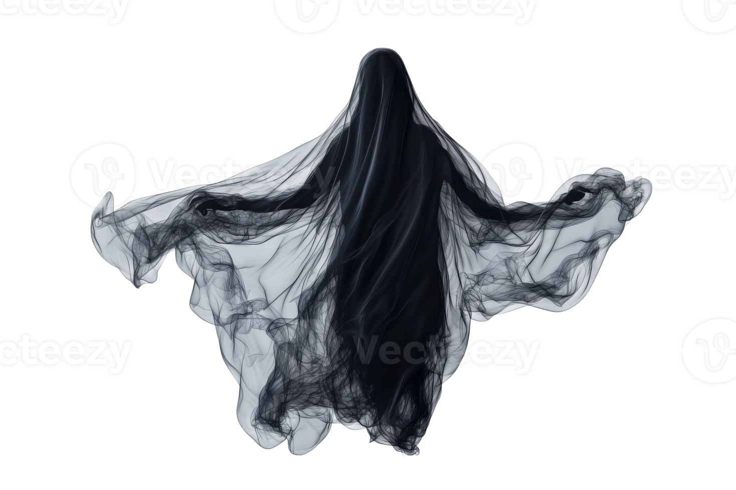 Spooky ghost figure, veil, phantom, floating, nightmare, shroud, horror, cut out transparent png