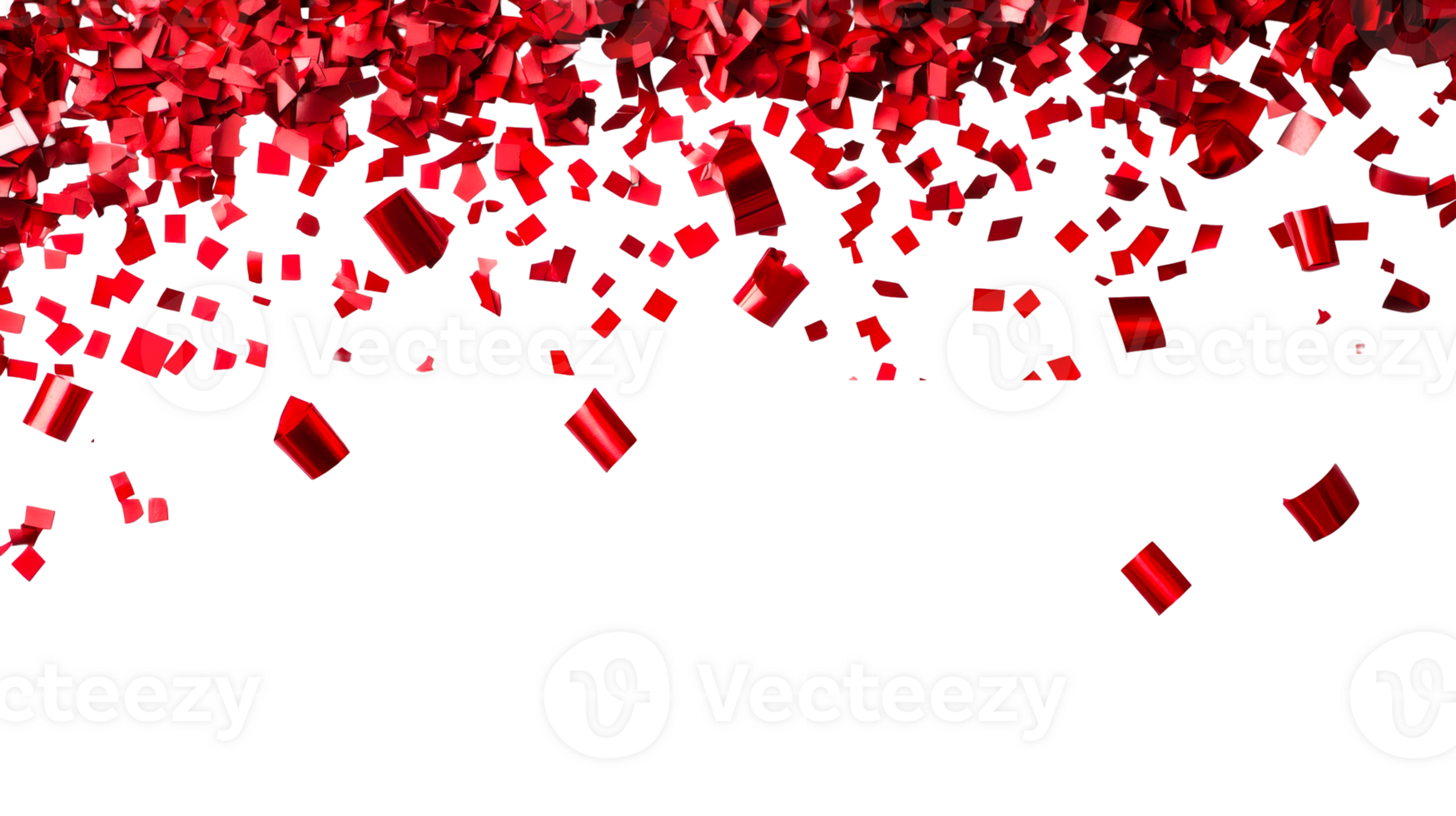 Red confetti falling, celebratory mood, sparkling, cut out transparent png
