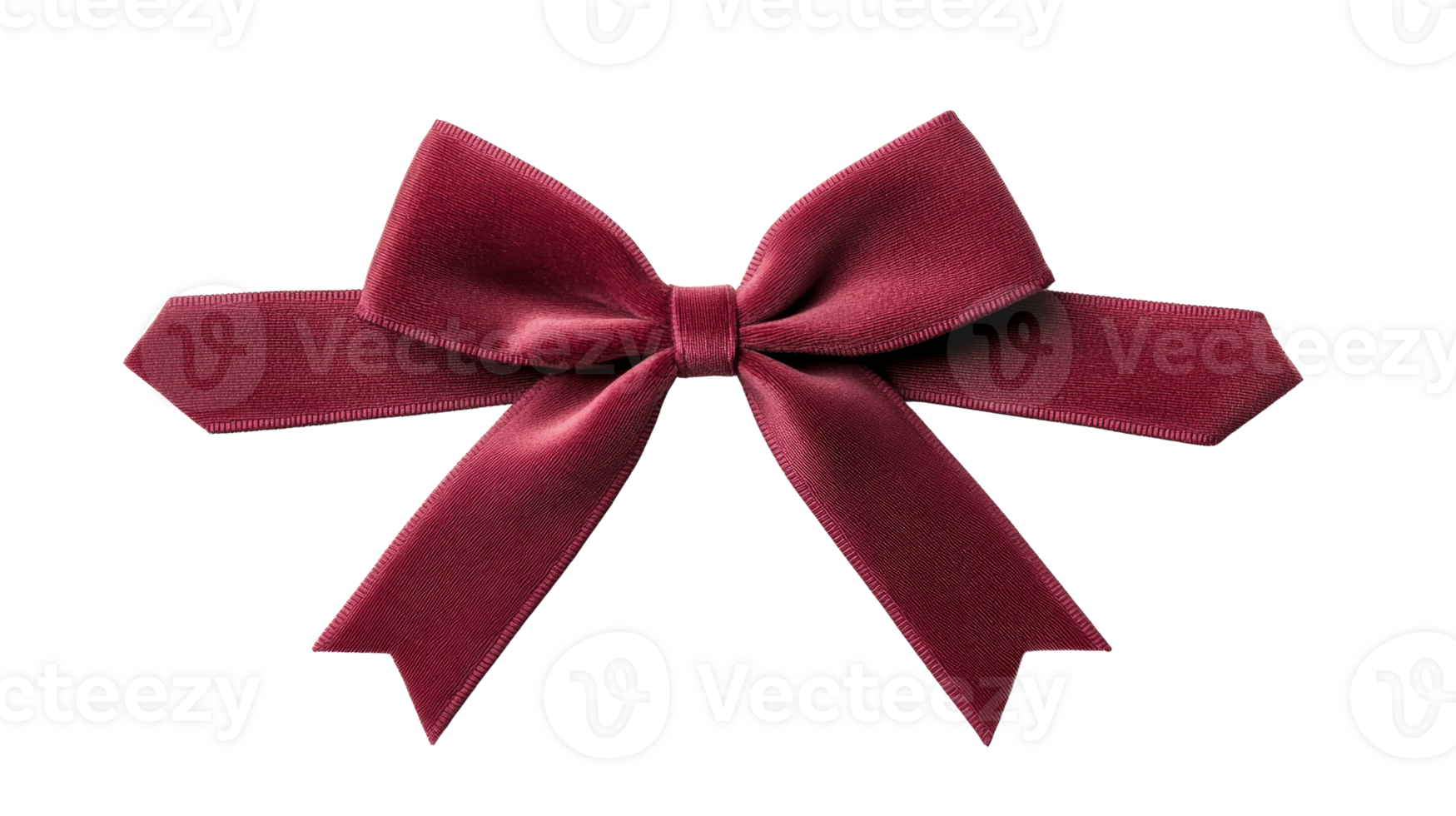 Elegant maroon bow, close-up isolated on black backdrop, cut out transparent png