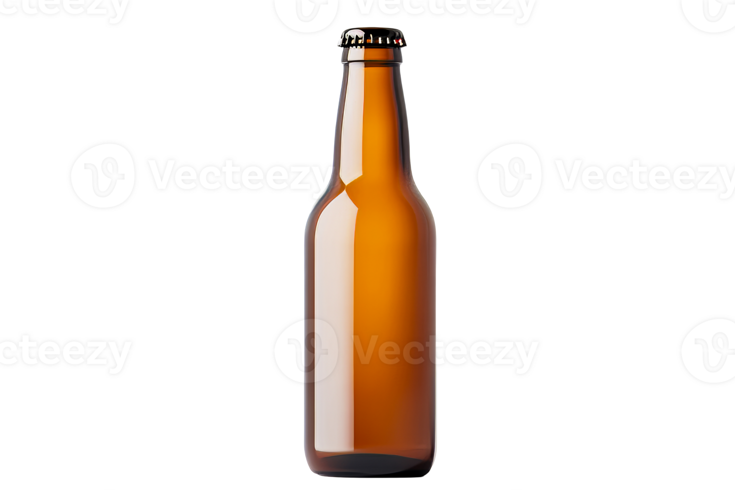 Amber bottle, transparent background, drink packaging, refreshing beverage, cut out transparent png