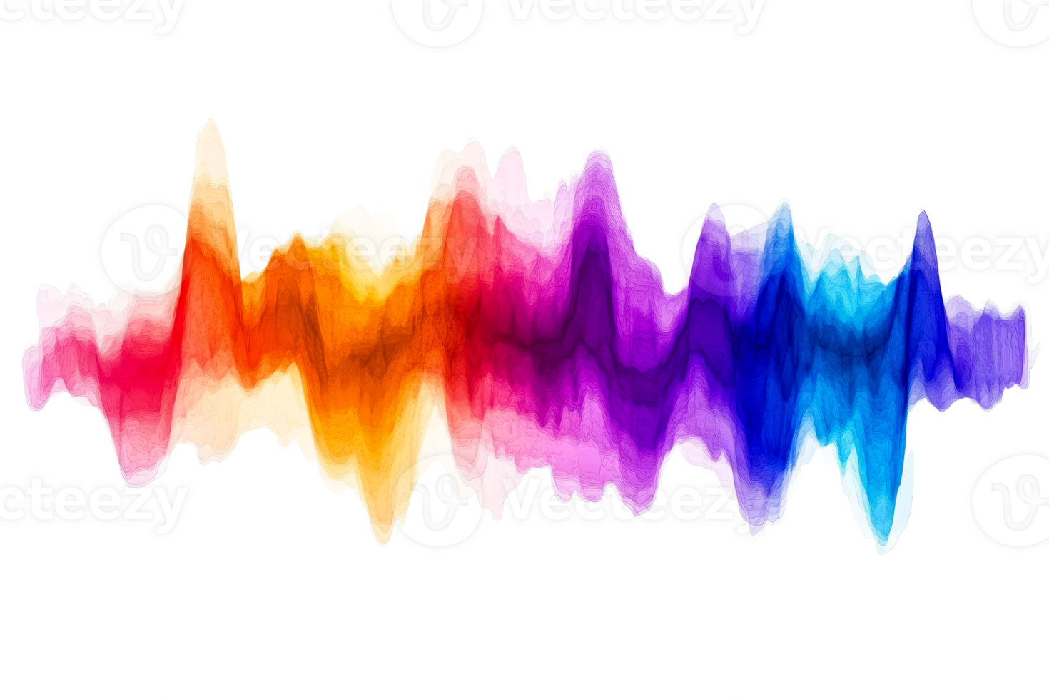 Colorful abstract sound wave design with topographic lines, cut out transparent png