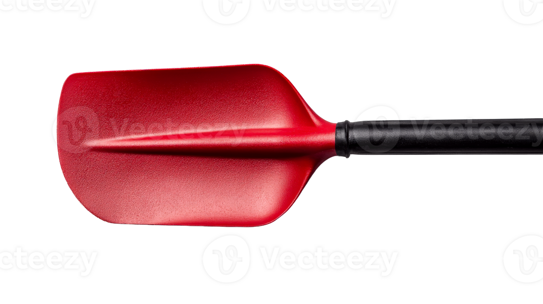 Red and black kayak paddle, isolated against black, cut out transparent png