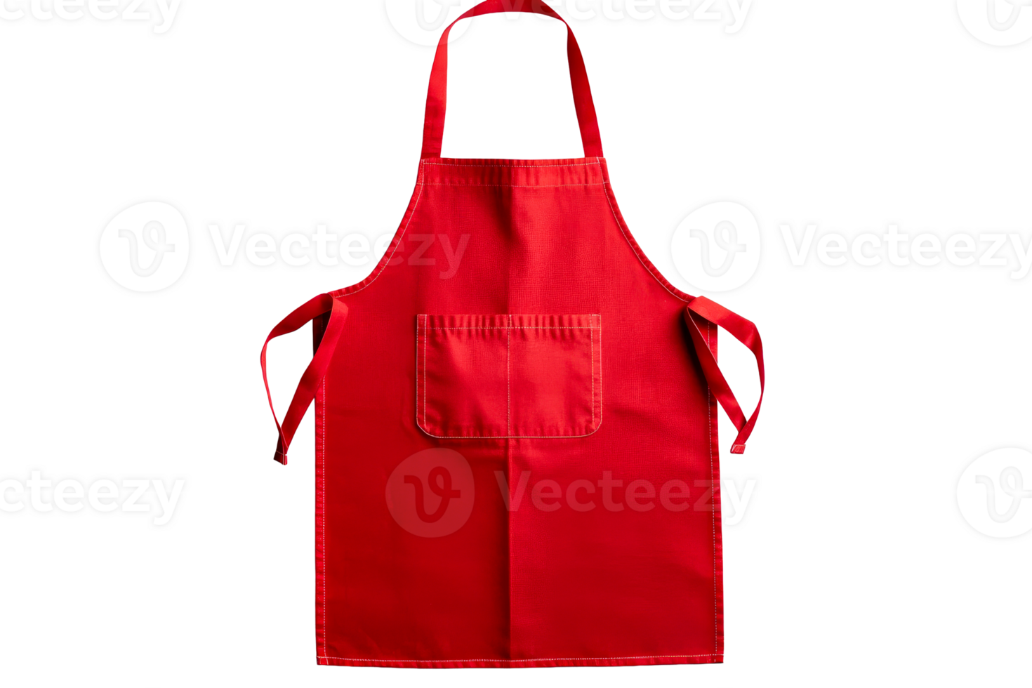 Bright red apron on black background, chef uniform, cut out transparent png