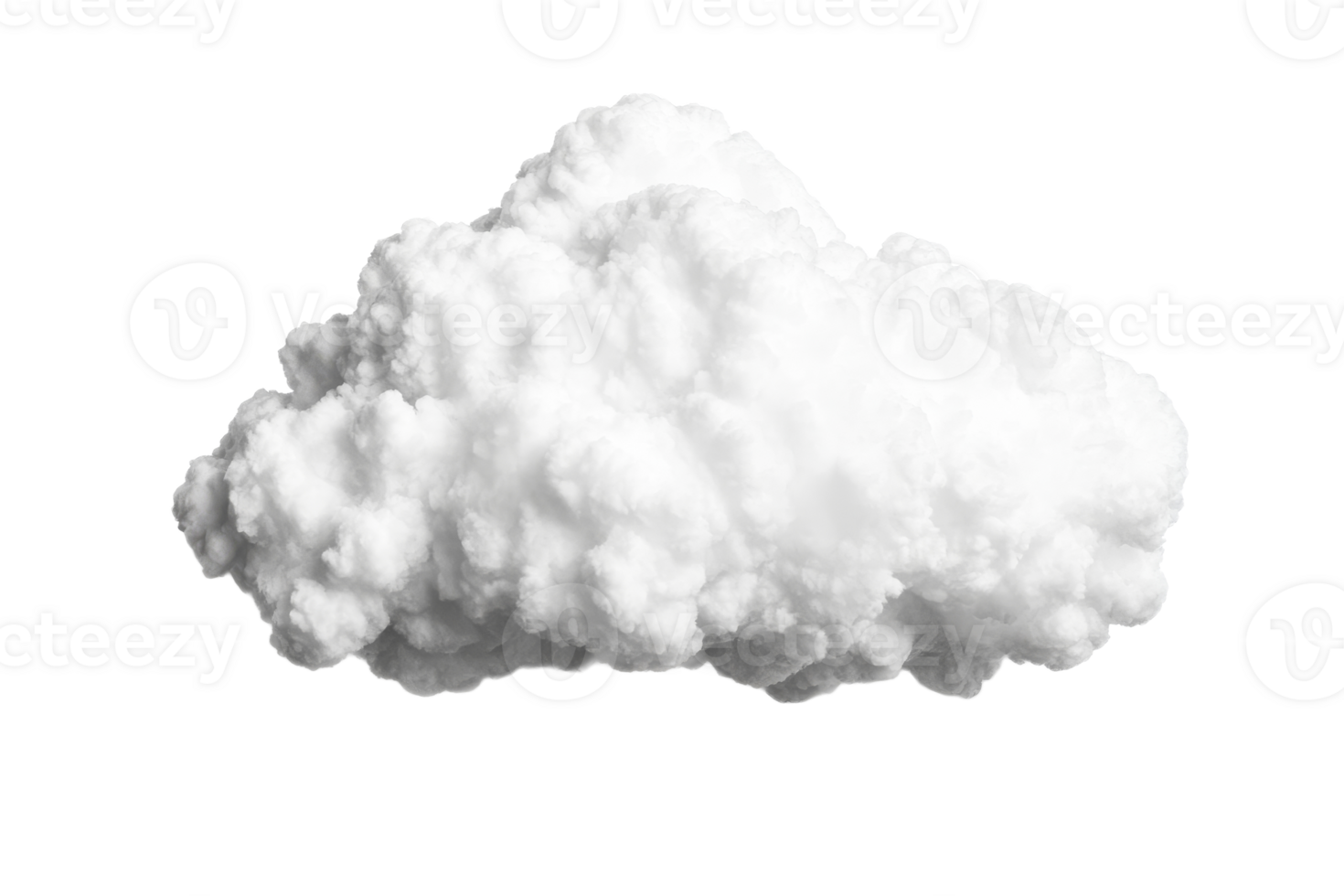Fluffy white cloud formation against black background, cut out transparent png