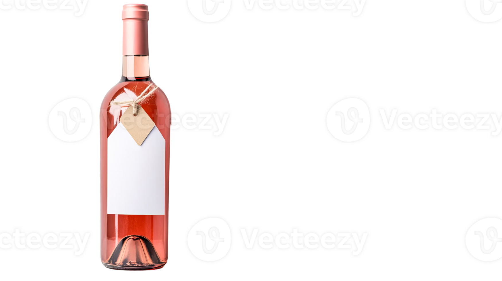 Elegant bottle of ros wine with label on transparent background png