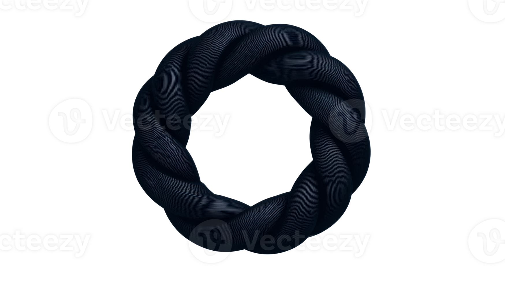 Dark braided circle with striations, cut out transparent png