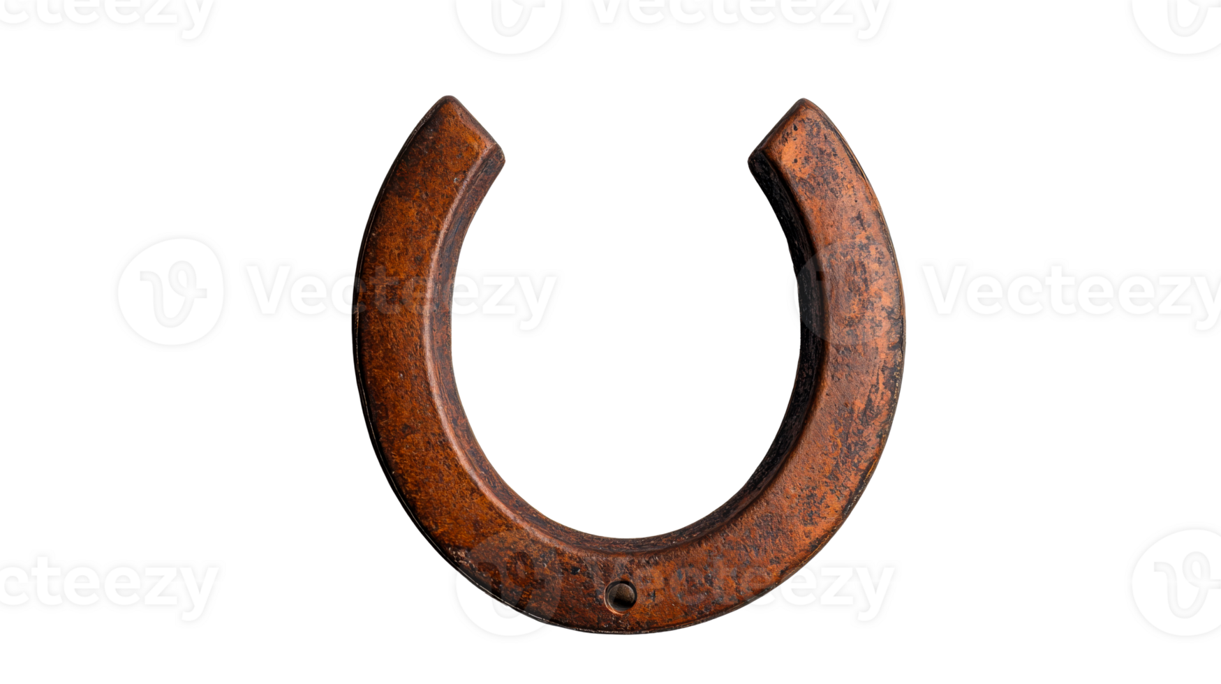 Rustic horseshoe isolated on black background, cut out transparent png