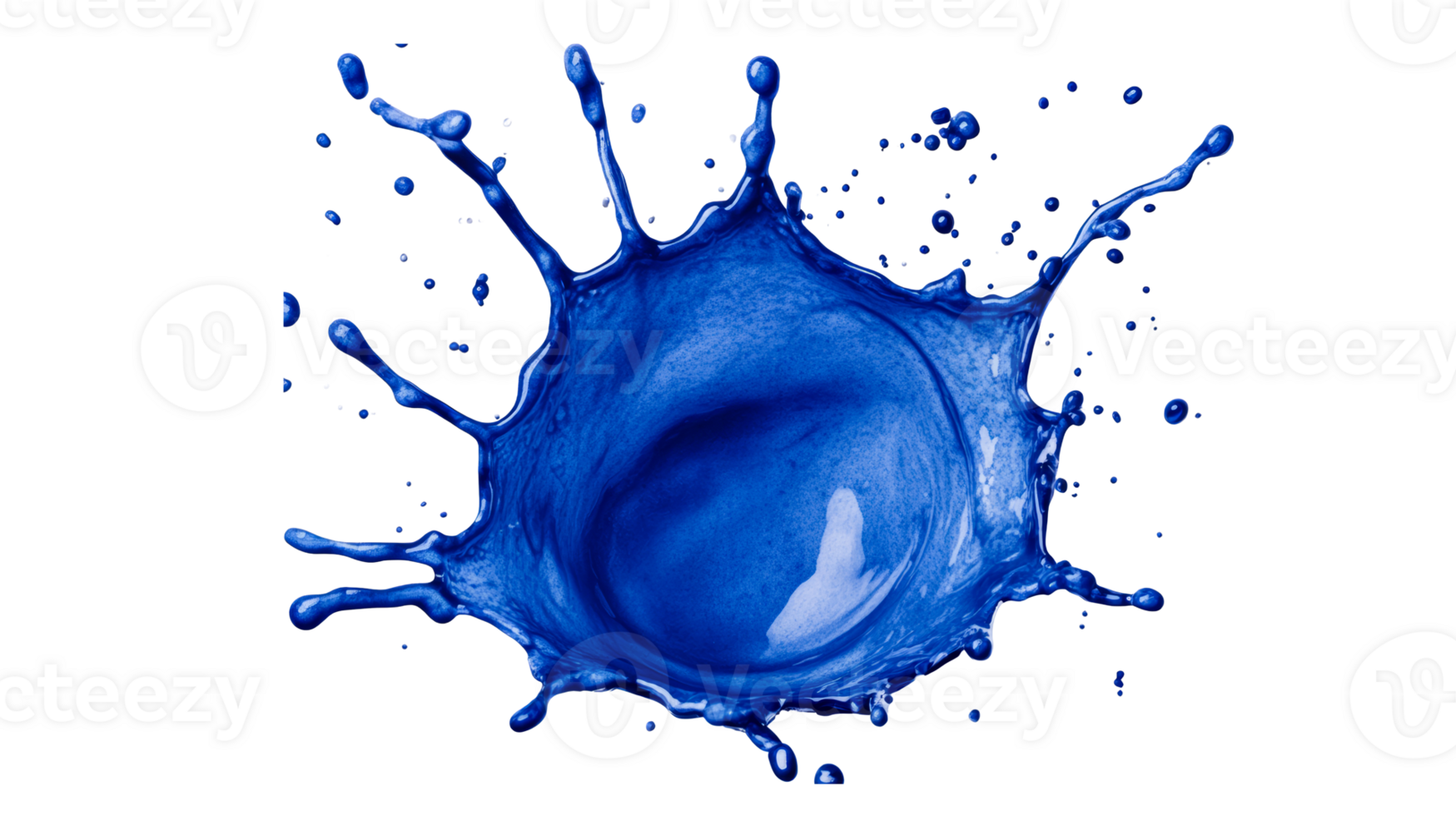 Blue paint splash motion creates dynamic design element, cut out transparent png