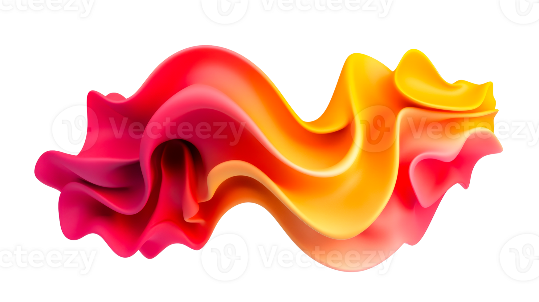 Flowing colorful shape, abstract art, wavy fluid design element, cut out transparent png