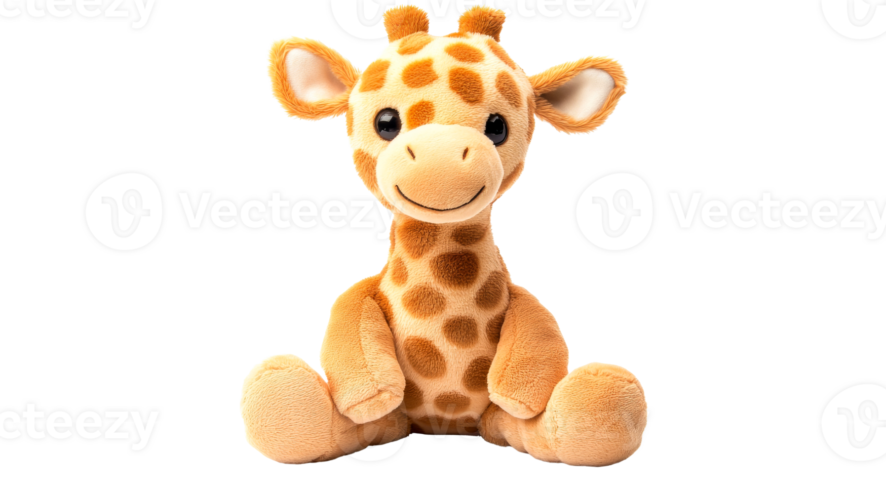 Friendly plush giraffe on a clear background png