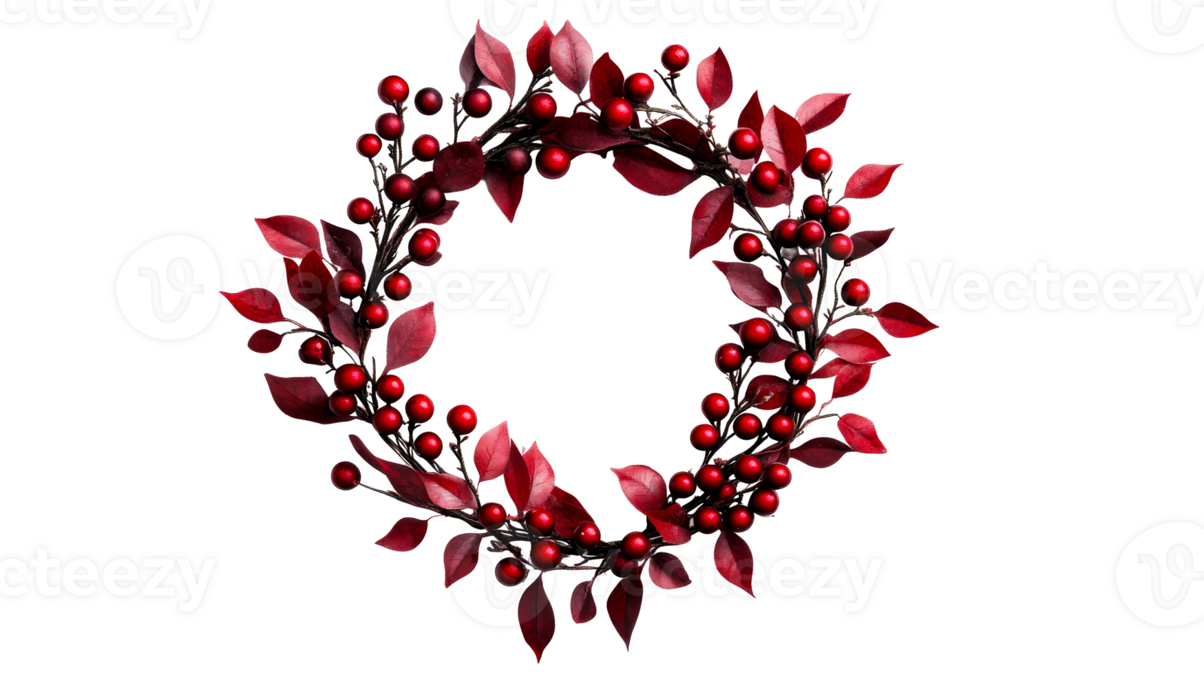 Decorative red foliage wreath with berries for seasonal celebrations png