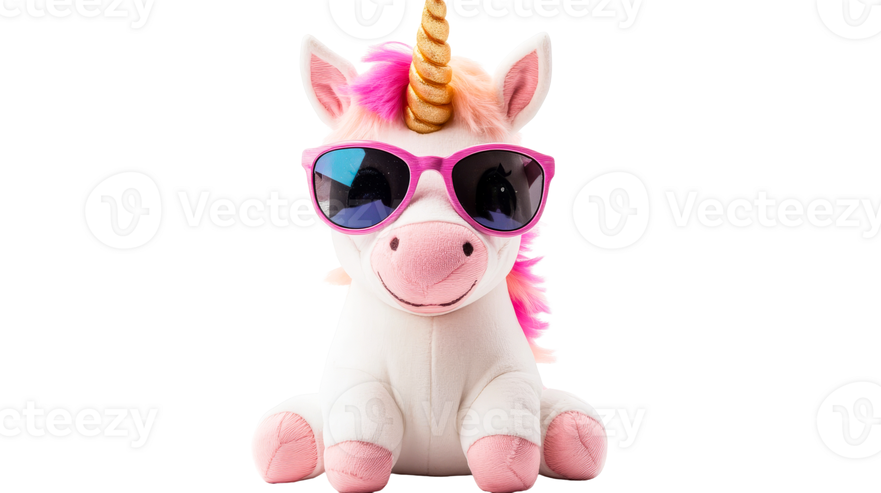 Cool unicorn with sunglasses, whimsical, toy, cute, happy, cut out transparent png