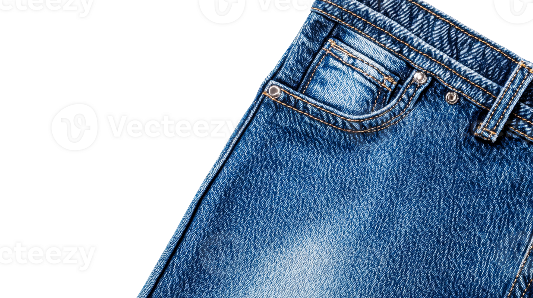 Denim Jeans Front Part with Pocket Detail and Belt Loops, cut out transparent png