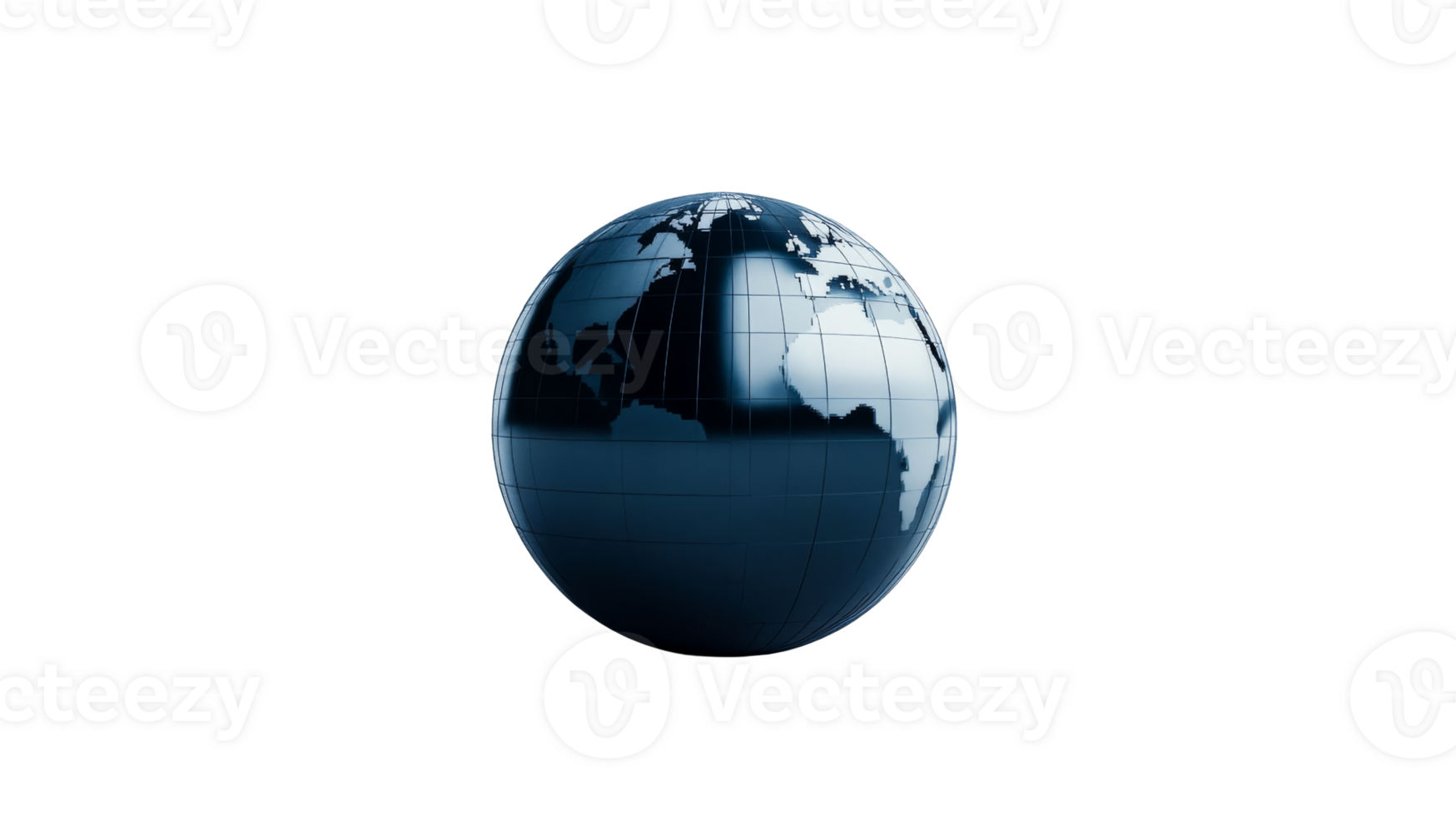 Globe with countries with blue color, world concept, cut out transparent png