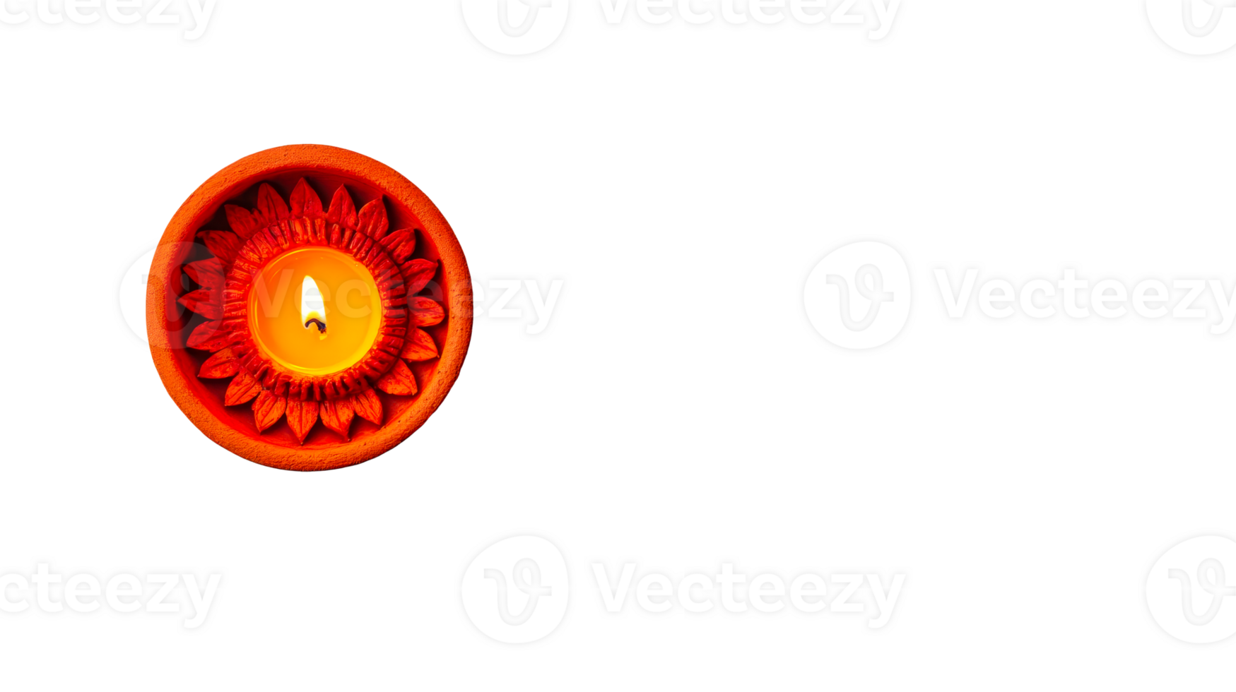 Glowing diya lamp for festival, cut out transparent png