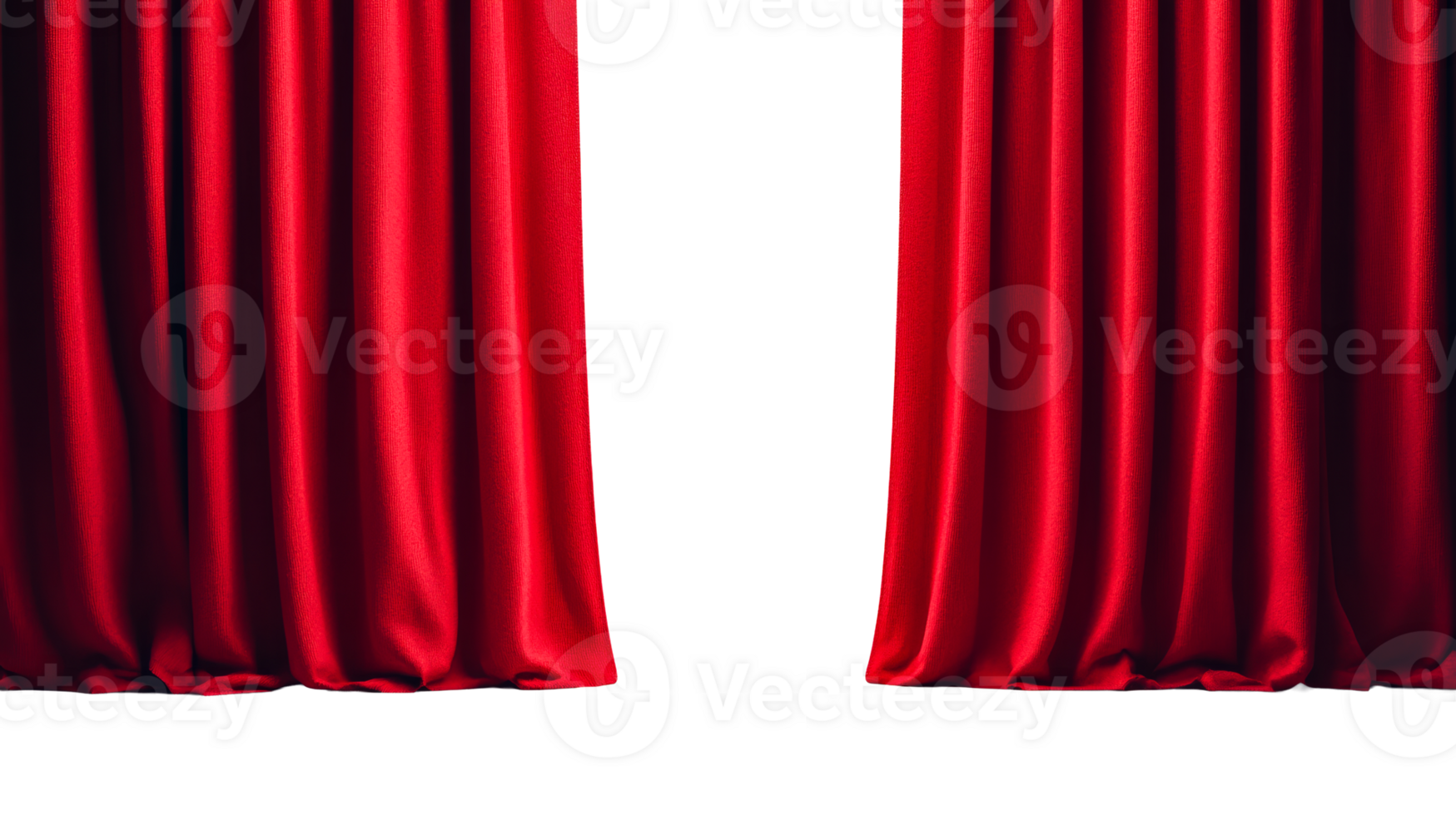 Elegant red curtains hanging against a transparent background png