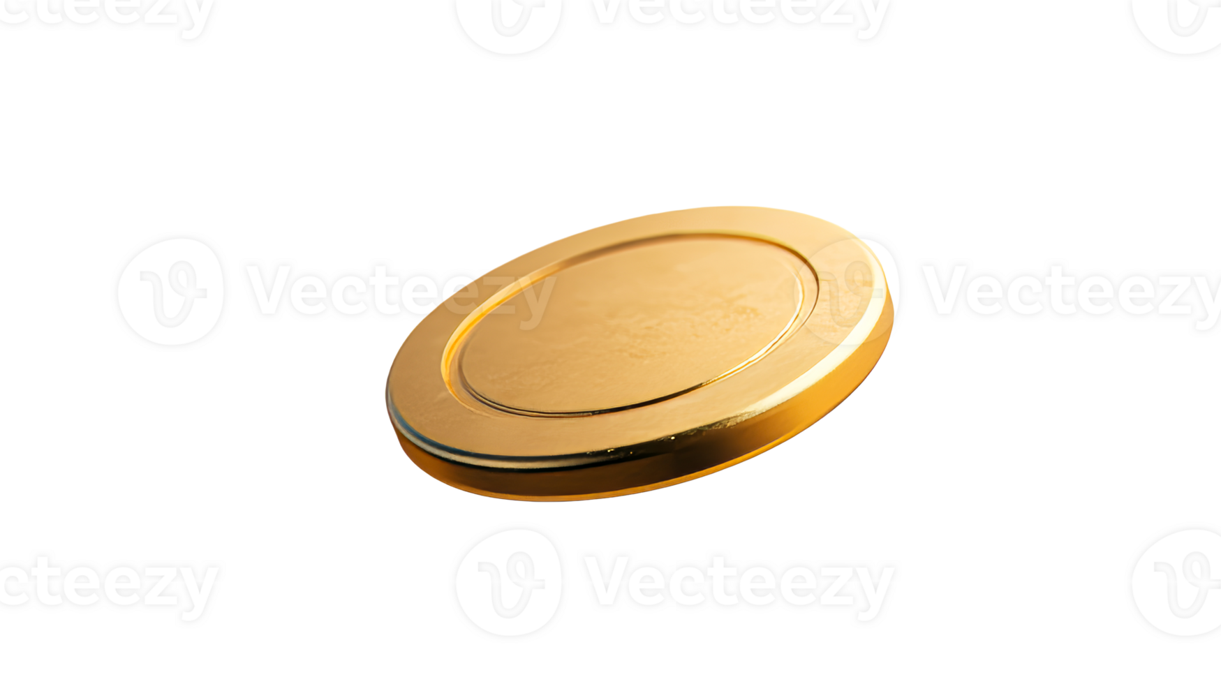 Gleaming golden coin with smooth texture, cut out transparent png
