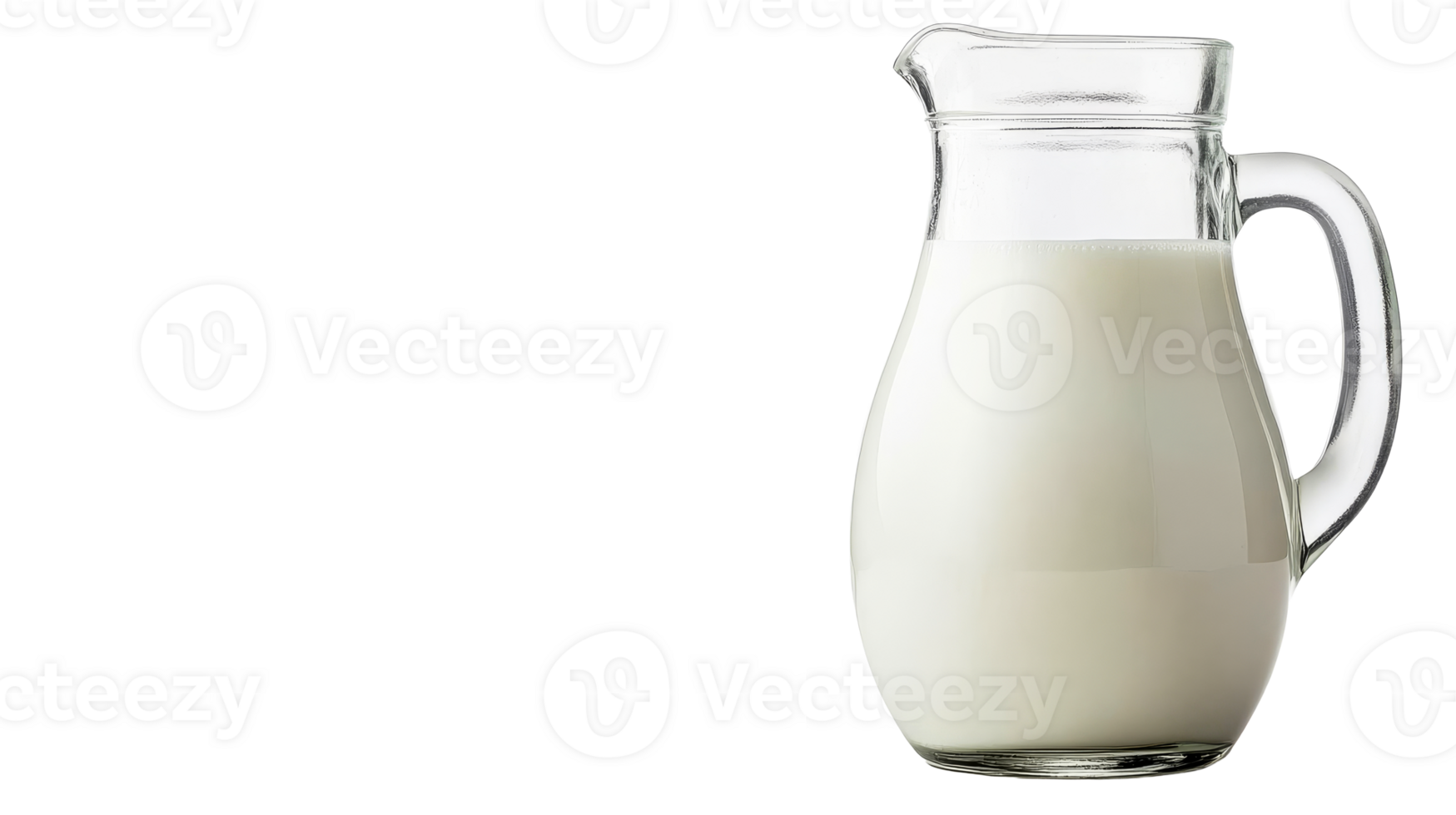 Glass jug with milk, dairy beverage, creamy white drink, cut out transparent png