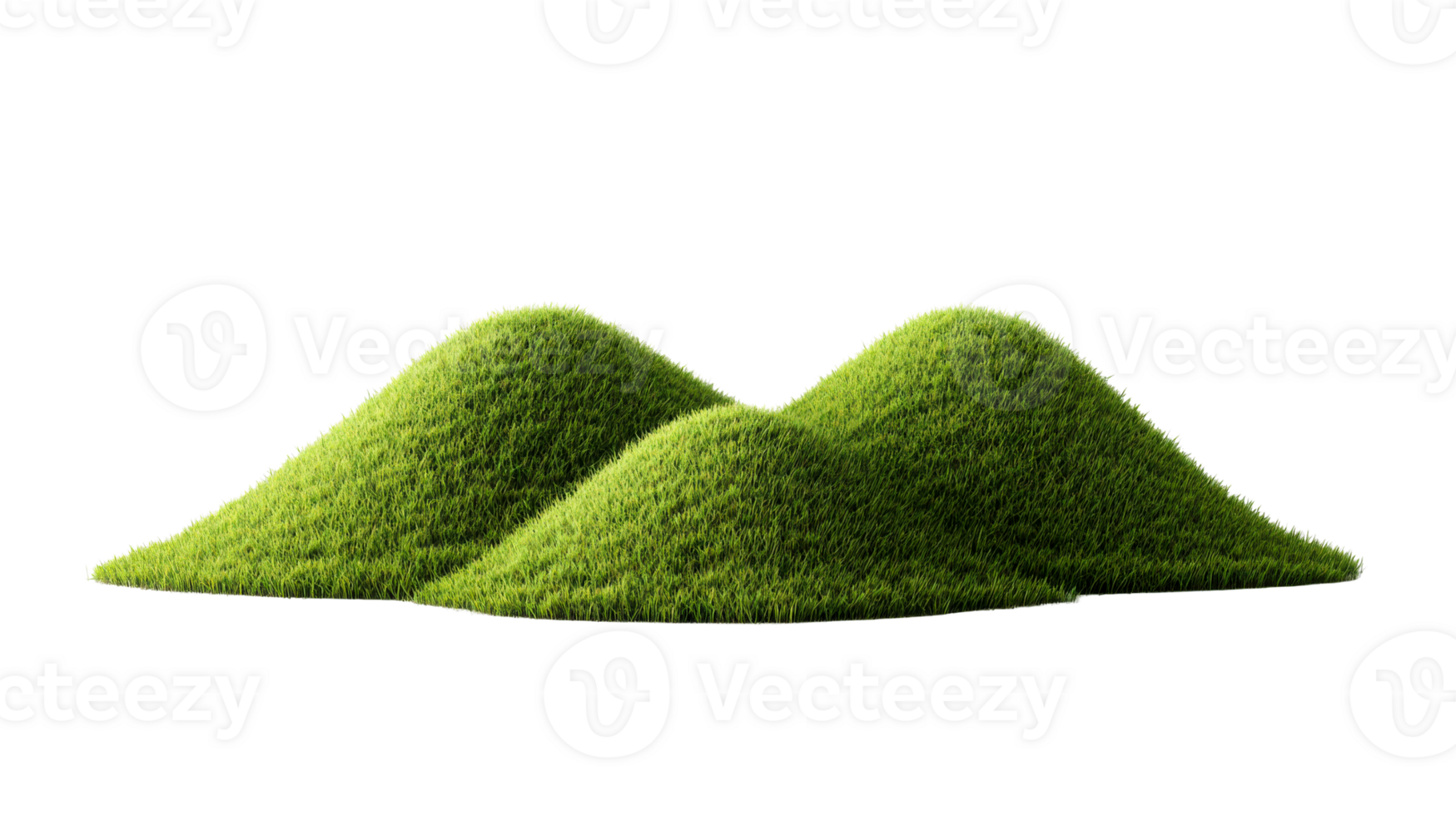 Green Grass Hills Isolated on Black Background, cut out transparent png