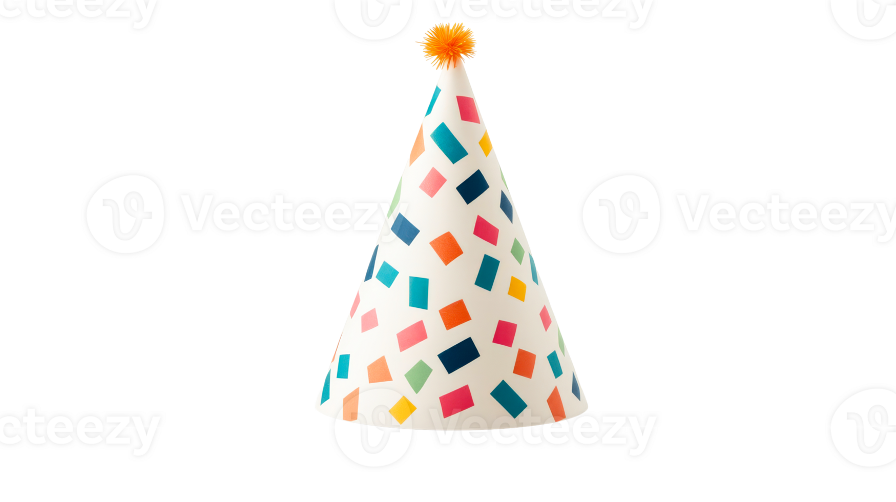 Festive party hat with colorful confetti design, cut out transparent png
