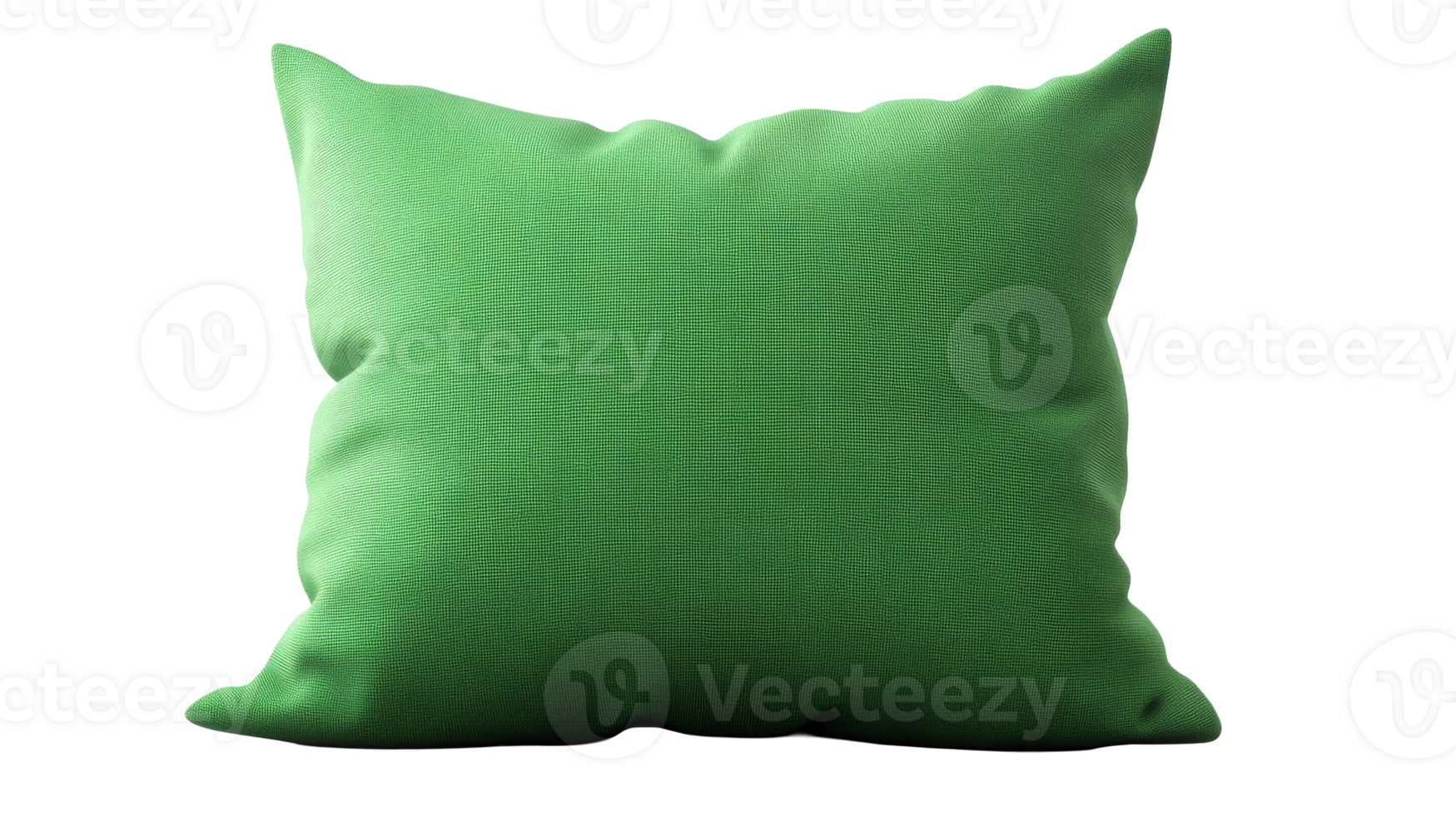 Green cloth pillow, soft cushion isolated on transparent background, cut out transparent png