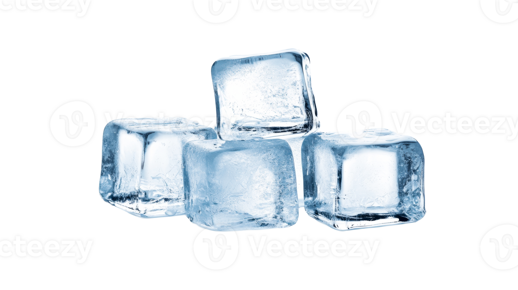 Stack of realistic ice cubes, refreshing drink ingredient, cut out transparent png