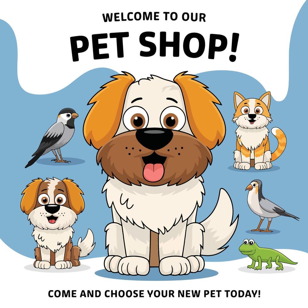pet shop flyer banner template design vector