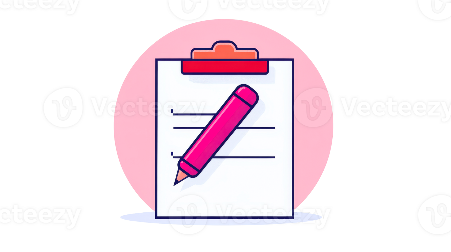 Clipboard with pencil and paper list illustration, cut out transparent png