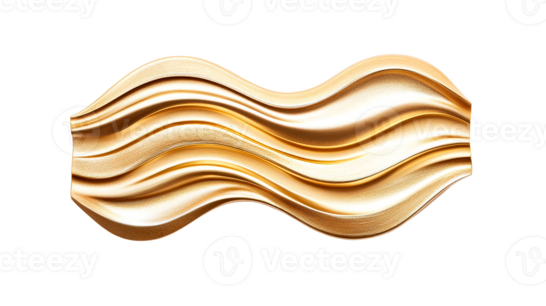 Luxurious golden fluid forms a glossy abstract pattern , cut out transparent png