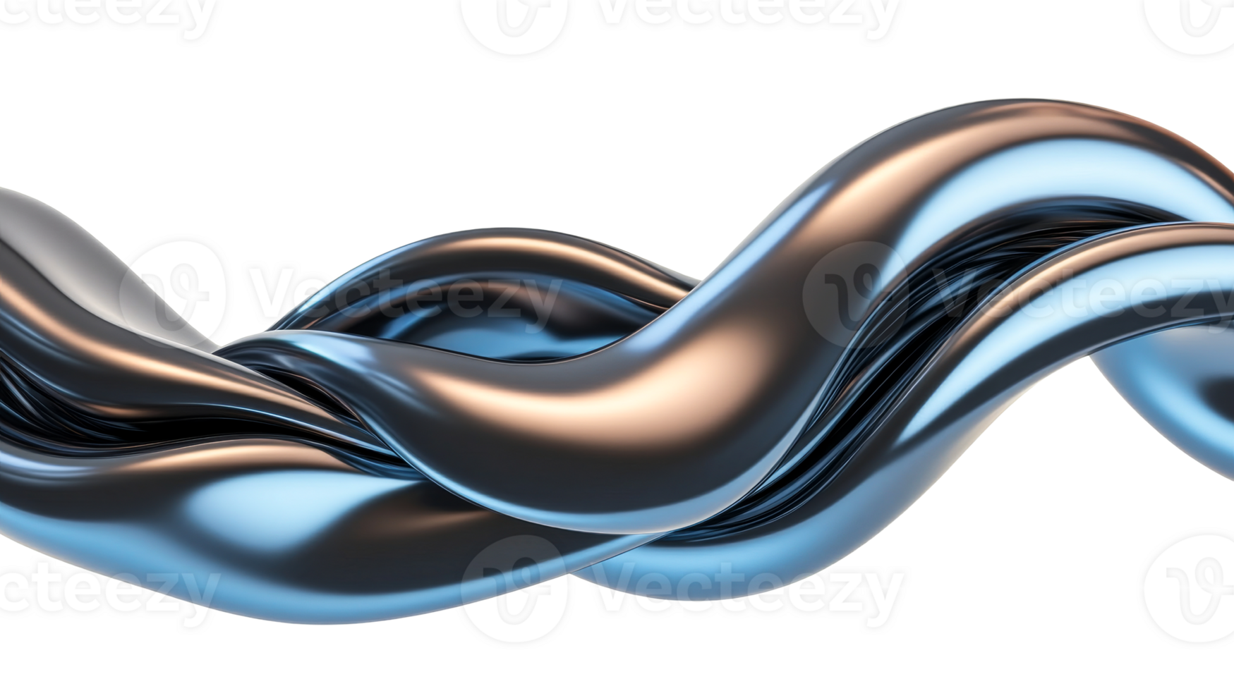 Chromed Waves of Metallic Chrome Flow and Curve, cut out transparent png