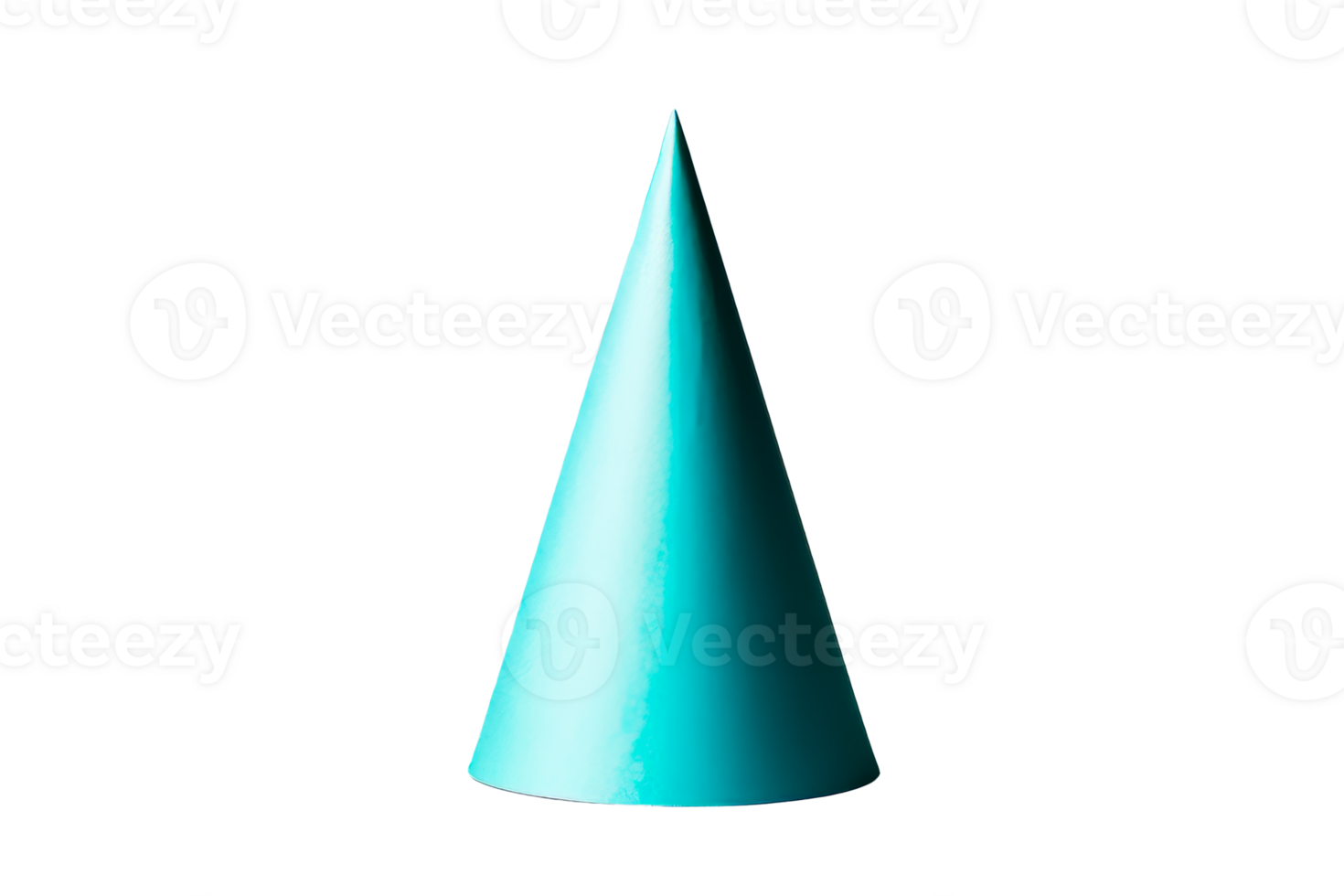 Minimalistic blue cone figure on black backdrop, cut out transparent png