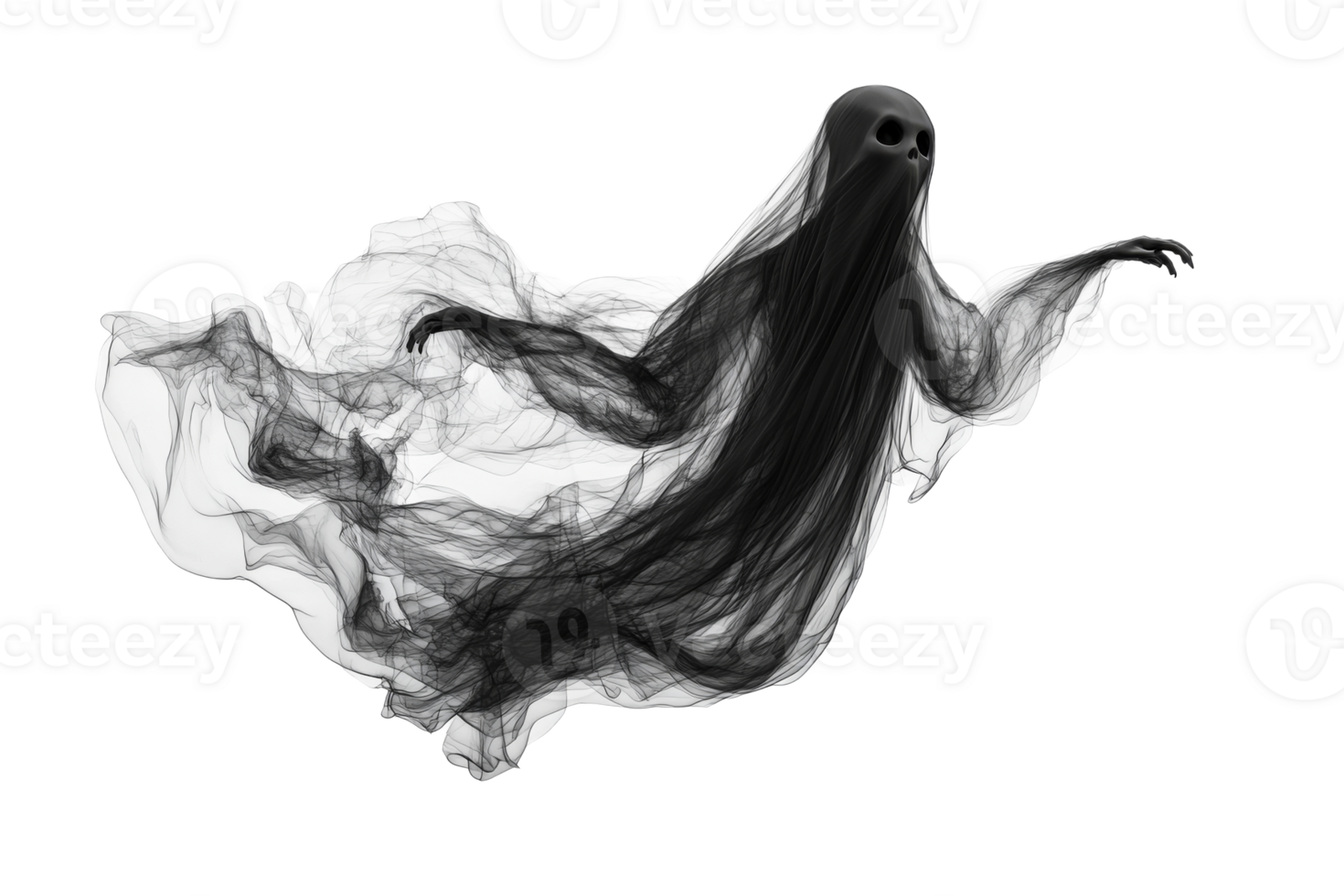 Ghostly apparition floats eerie design figure, cut out transparent png