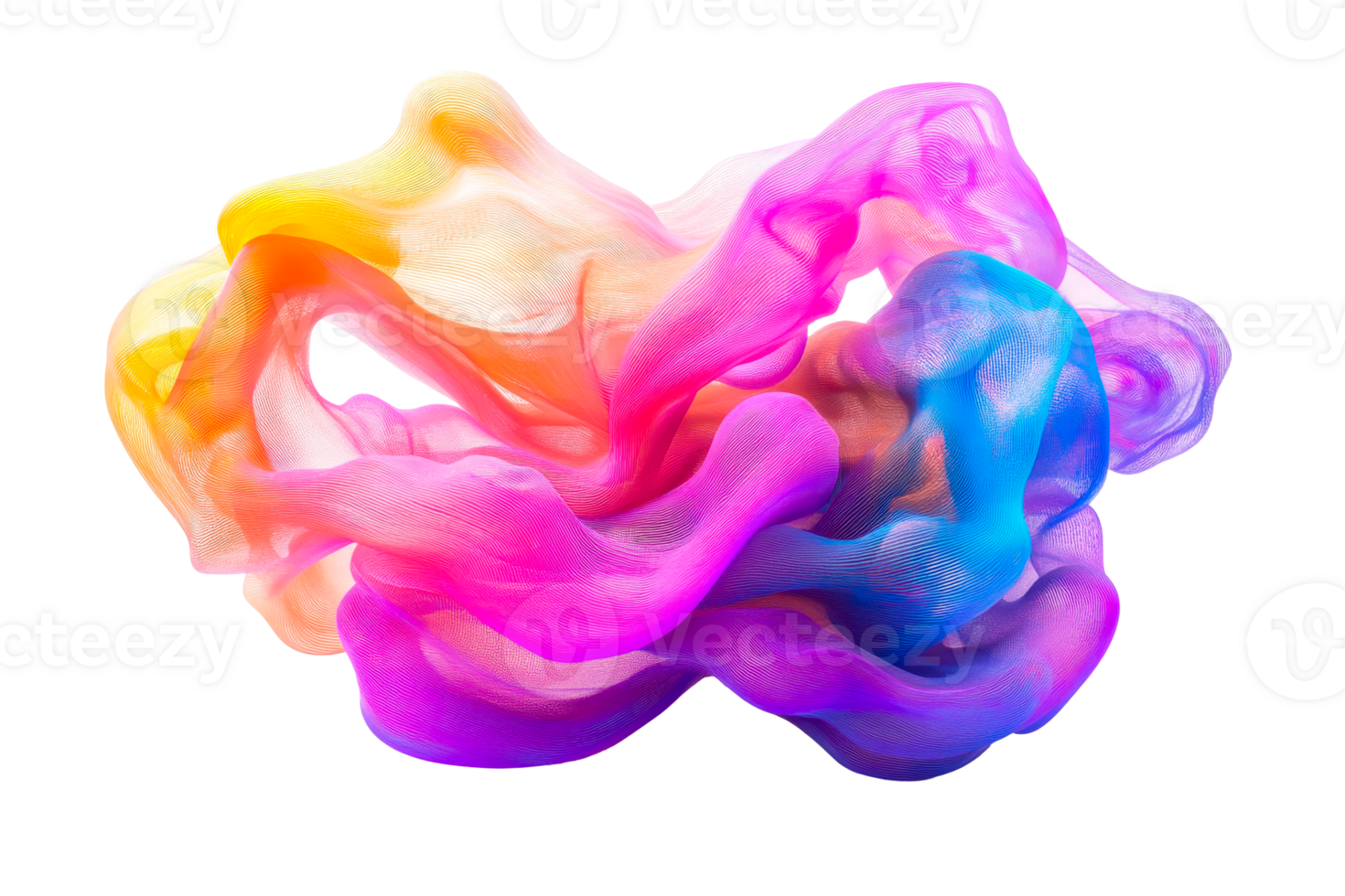 Colorful abstract flow, dynamic wave, modern shape, cut out transparent png