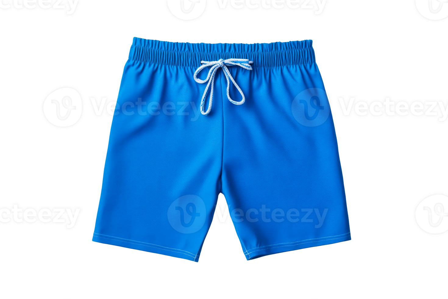 Blue swim trunks with drawstring for summer activities, cut out transparent png
