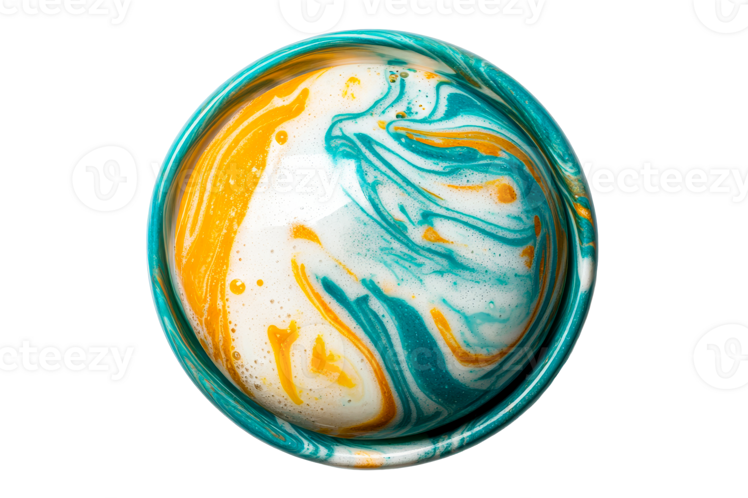 Swirls of Colorful Liquid in a Container, cut out transparent png