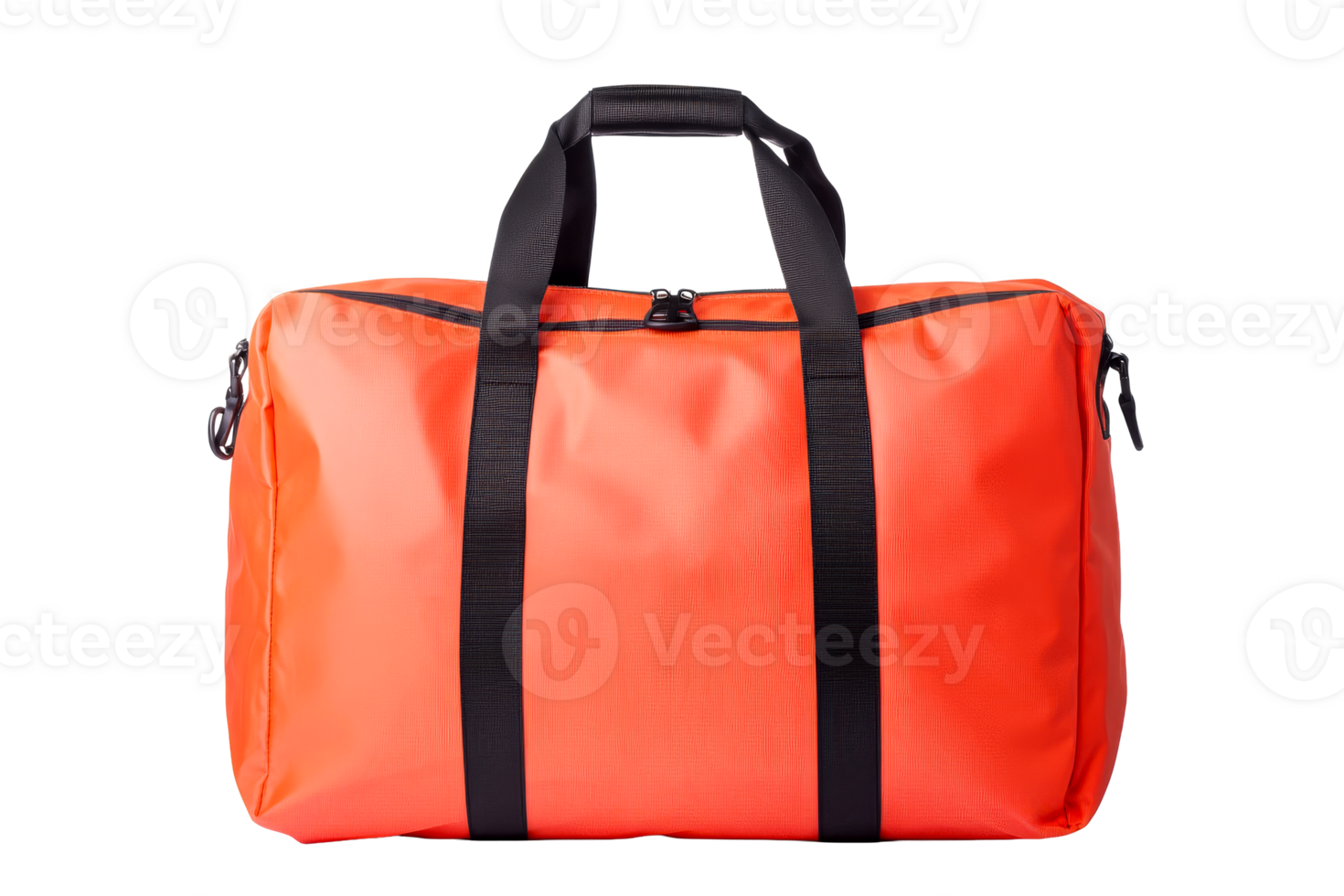 Orange gym bag with black handles, cutout transparent png