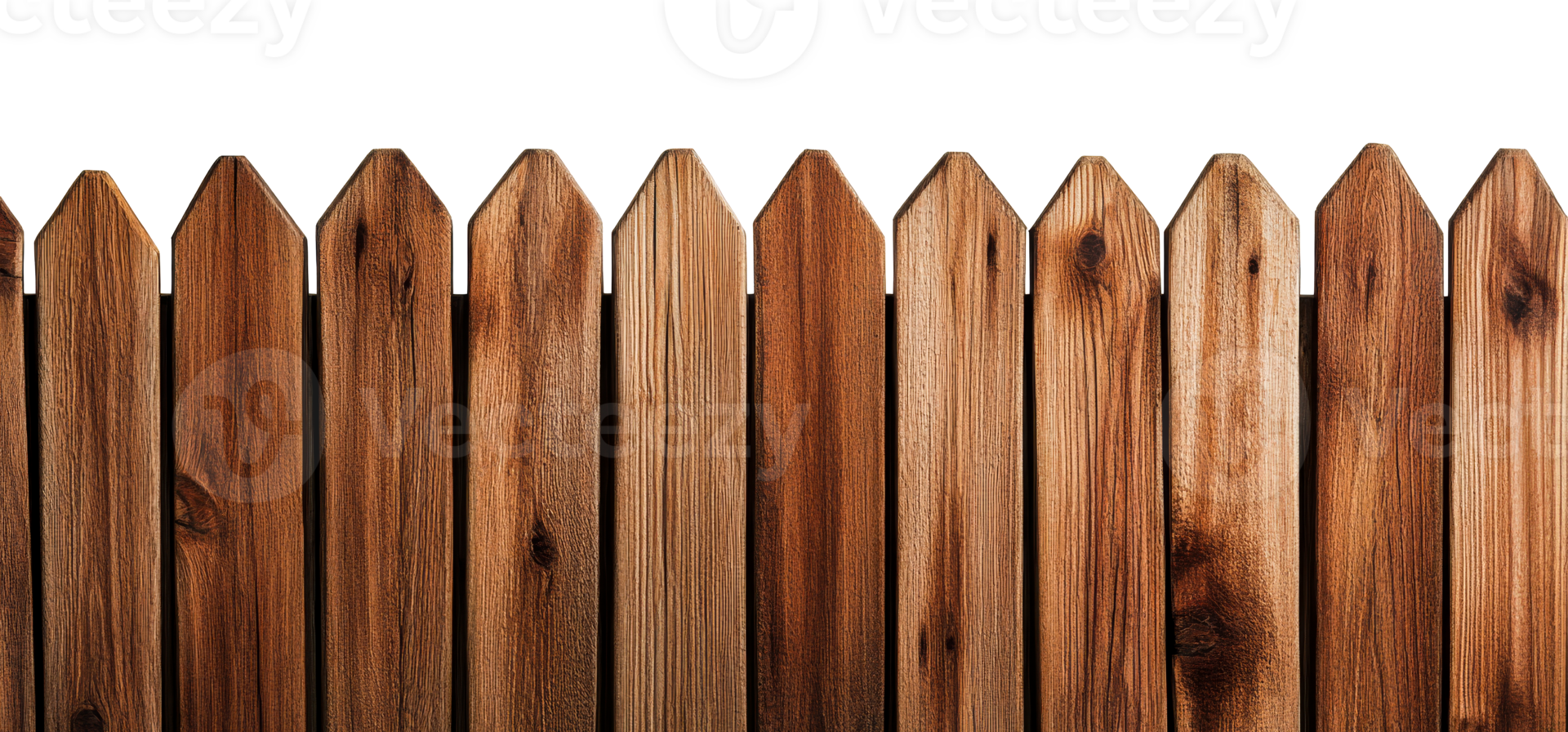 Rustic wooden fence texture background with copy space, cut out transparent png