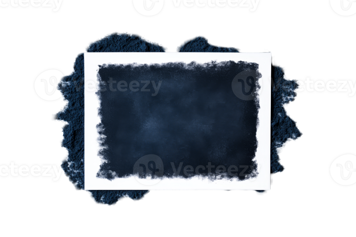 Elegant abstract frame, navy texture on paper, art design, cut out transparent png