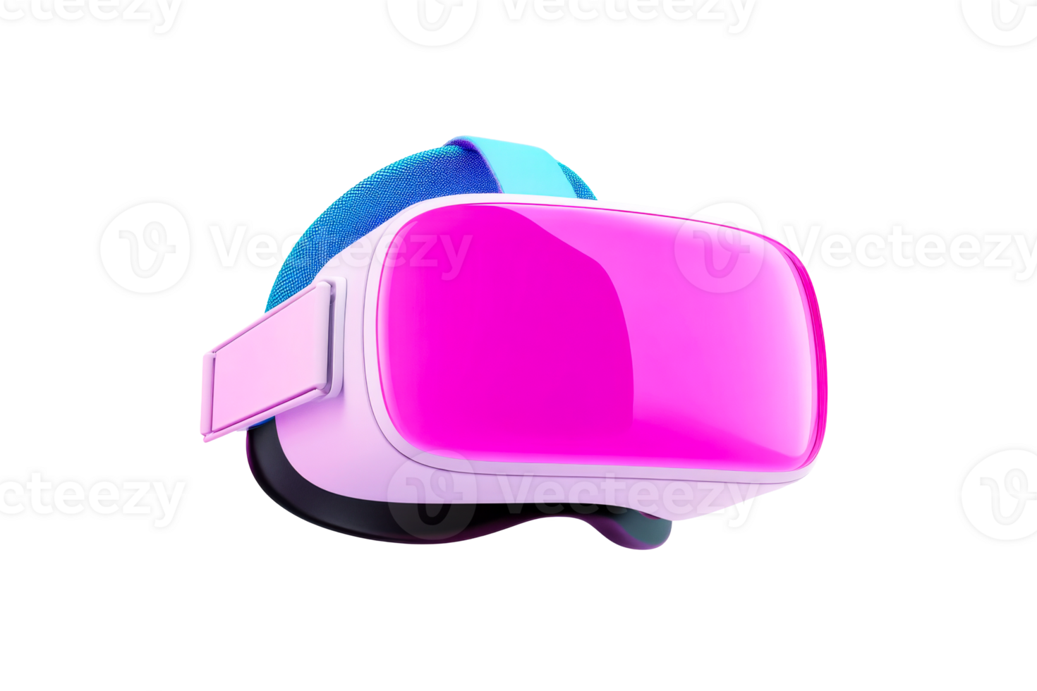 Virtual Reality Headset with Pink Lenses, isolated, cut out transparent png