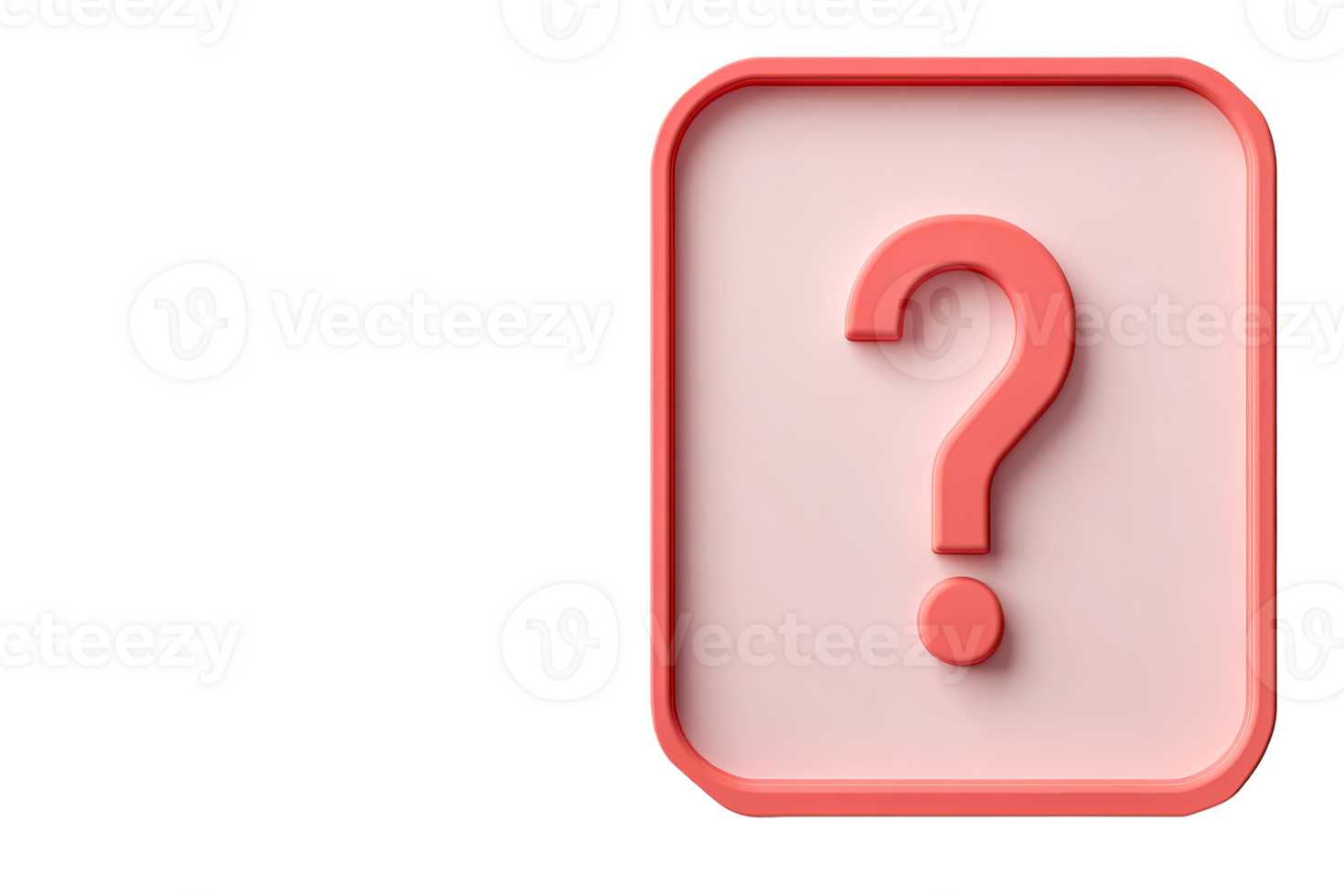 Question mark on a square with a frame, concept of FAQs, cut out transparent png