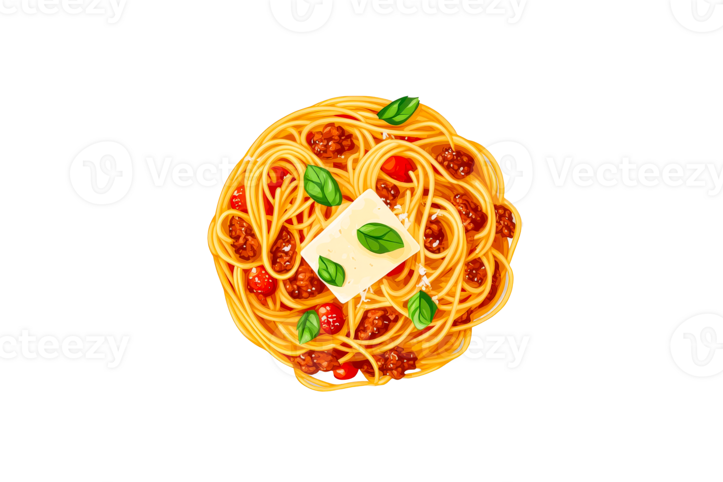 Spaghetti Bolognese with Butter and Basil, Cut Out Transparent png