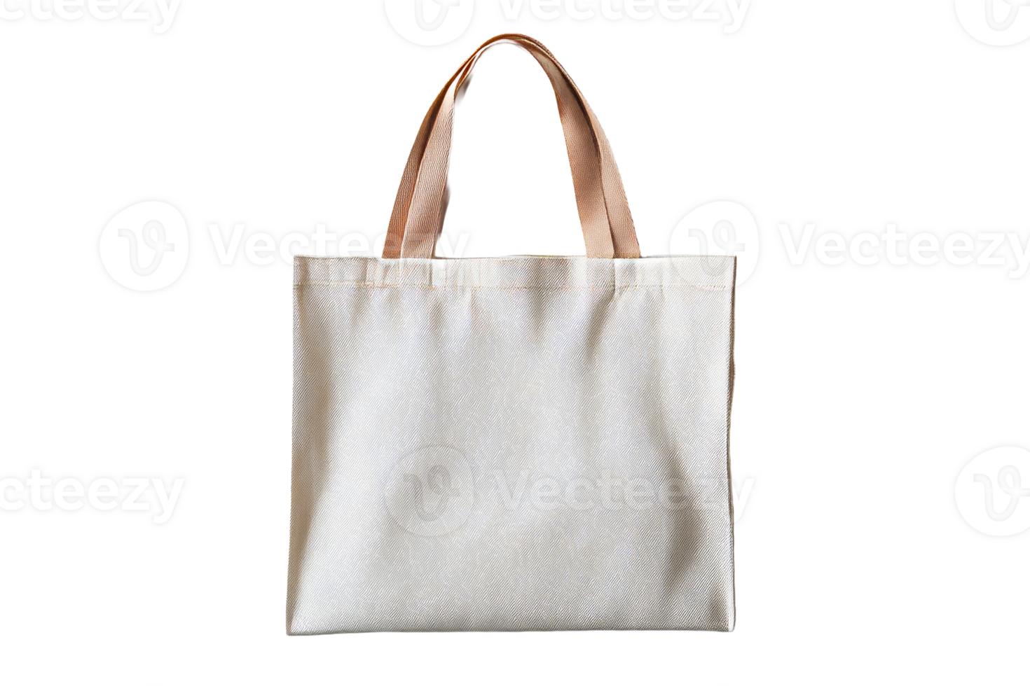 Beige tote bag with handles, for shopping, isolated, cut out transparent png