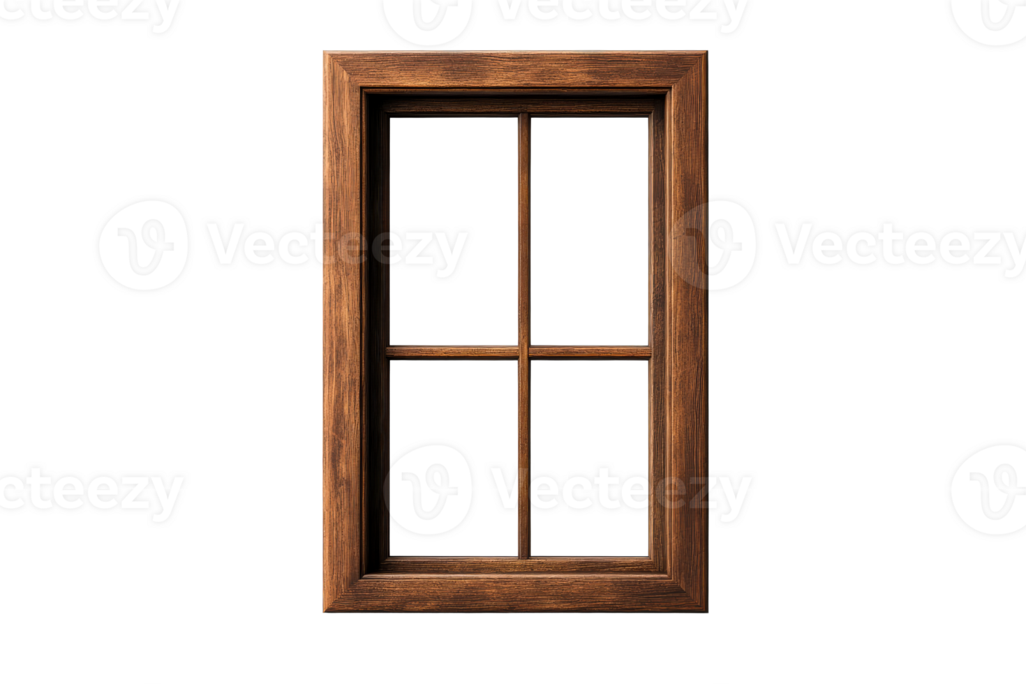 Window frame with wooden texture and transparent background display png