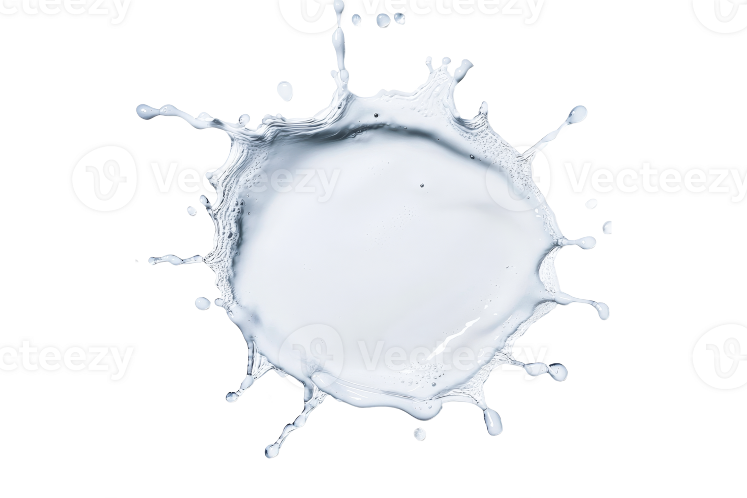 Abstract splash of white liquid or paint, dynamic action, isolated element, cut out transparent png
