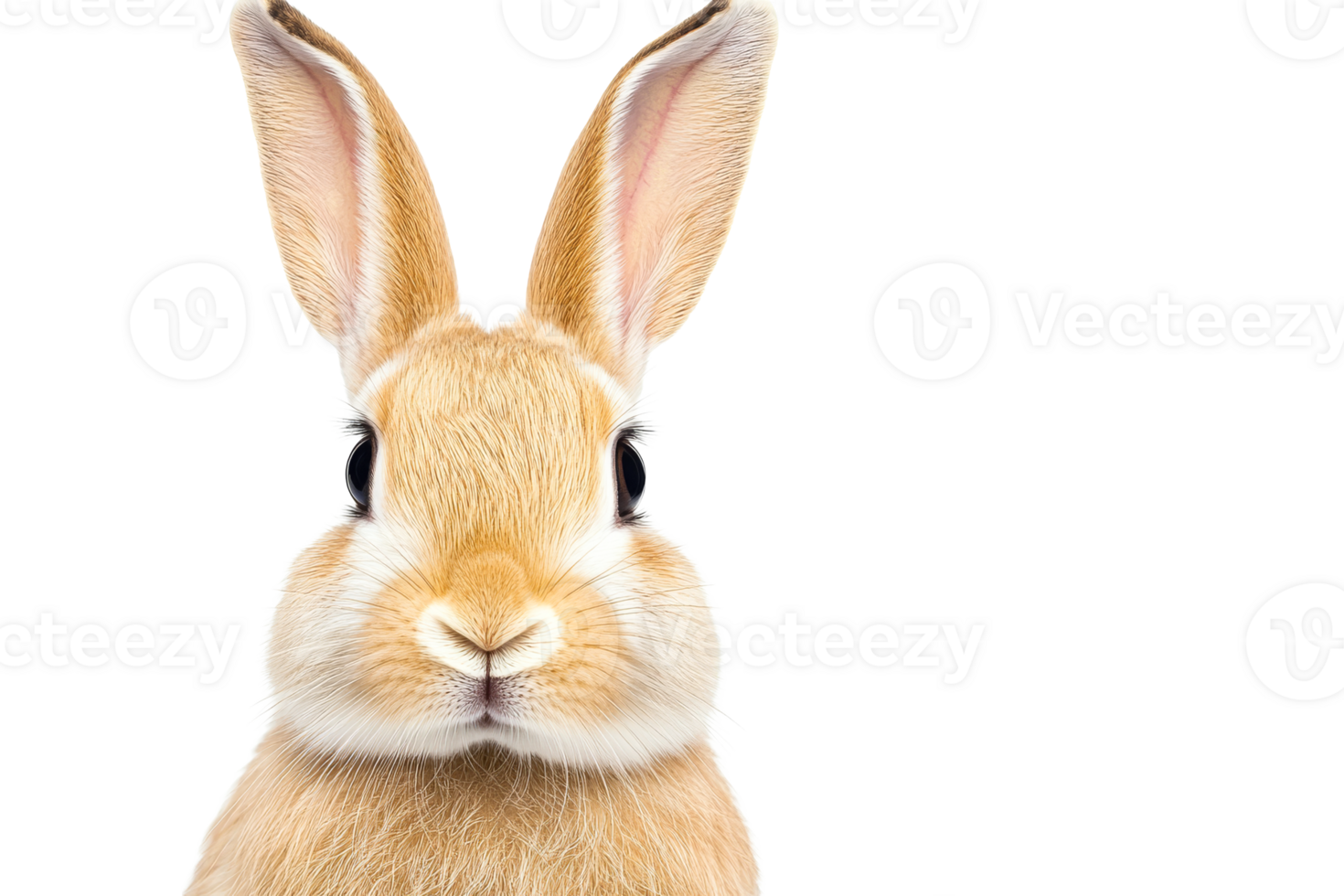 Cute brown rabbit with large ears on a transparent background png